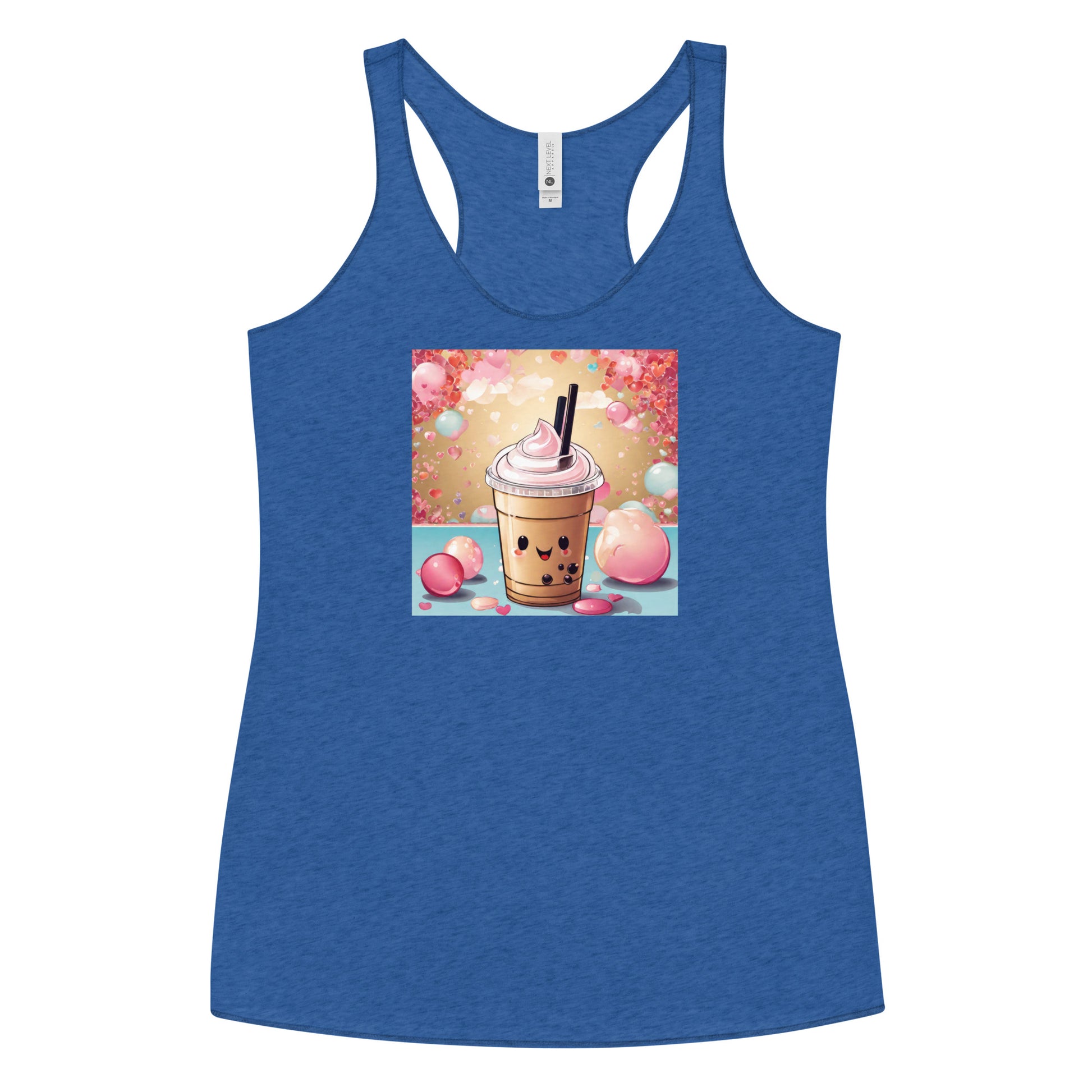 Cute Bubble Milk Tea Women's Boba Racerback Tank Top Vintage Royal