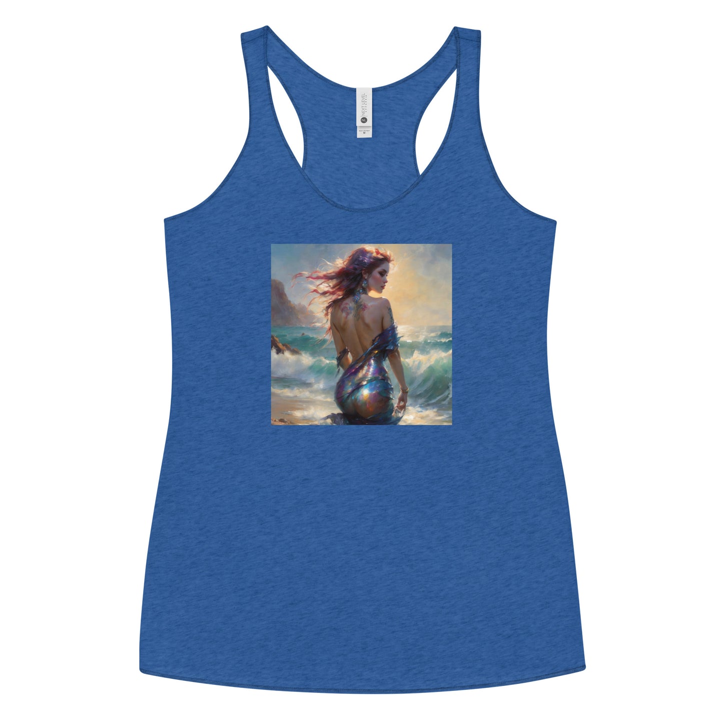 Enchanting Mermaid on Beach Women's Racerback Tank Top Vintage Royal