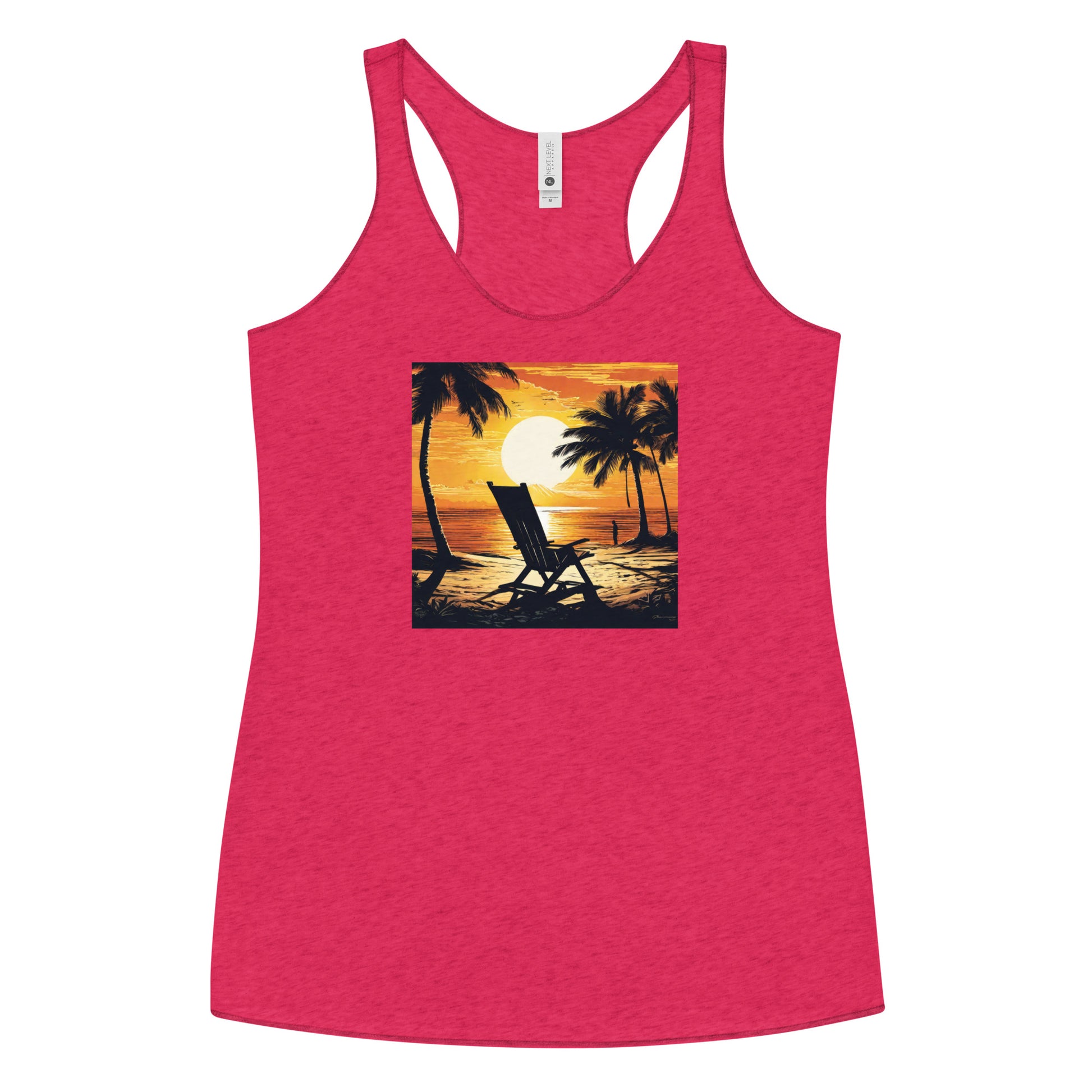 Summer Paradise Women's Racerback Tank Top Vintage Shocking Pink