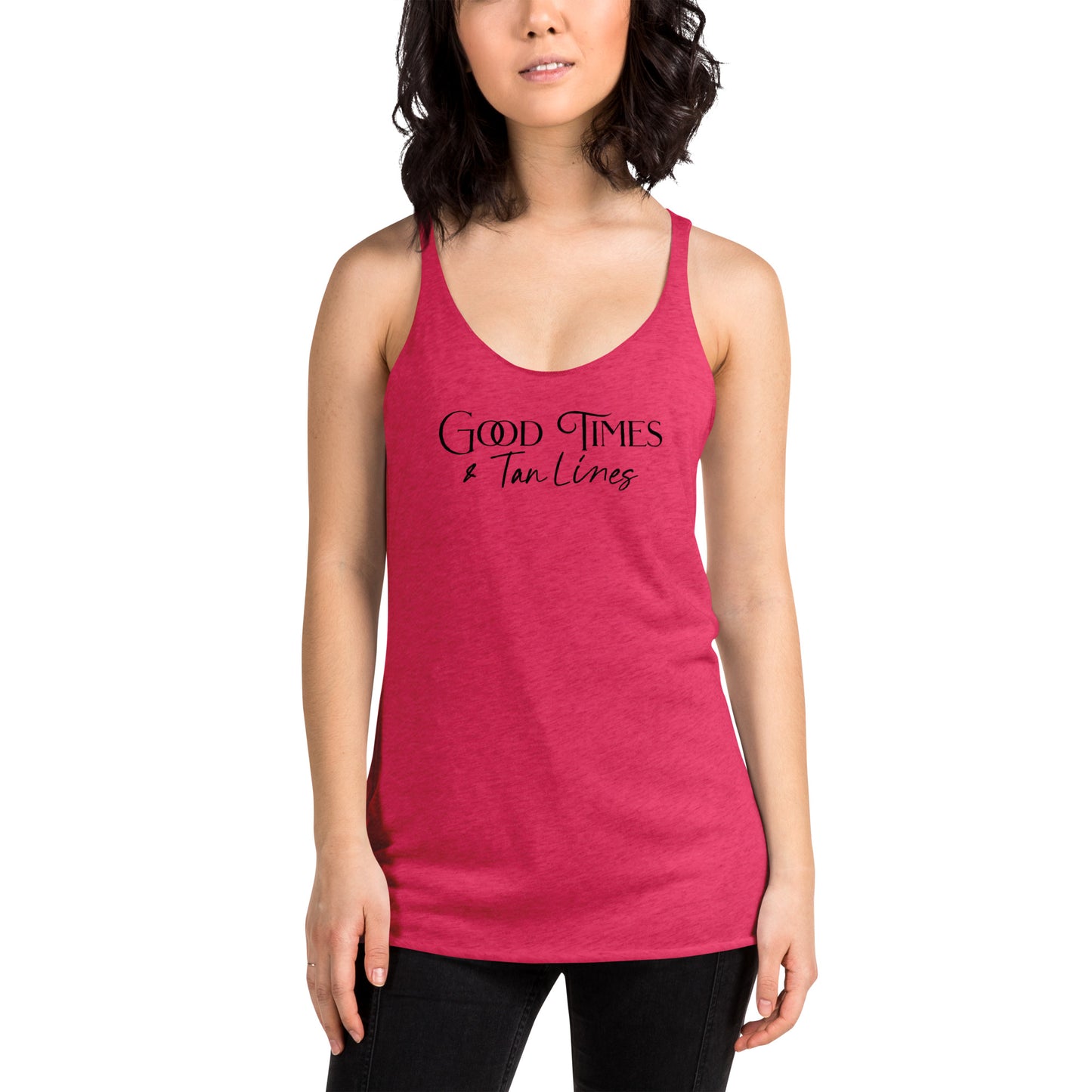 Good Times & Tan Lines Women's Racerback Beach Tank Top