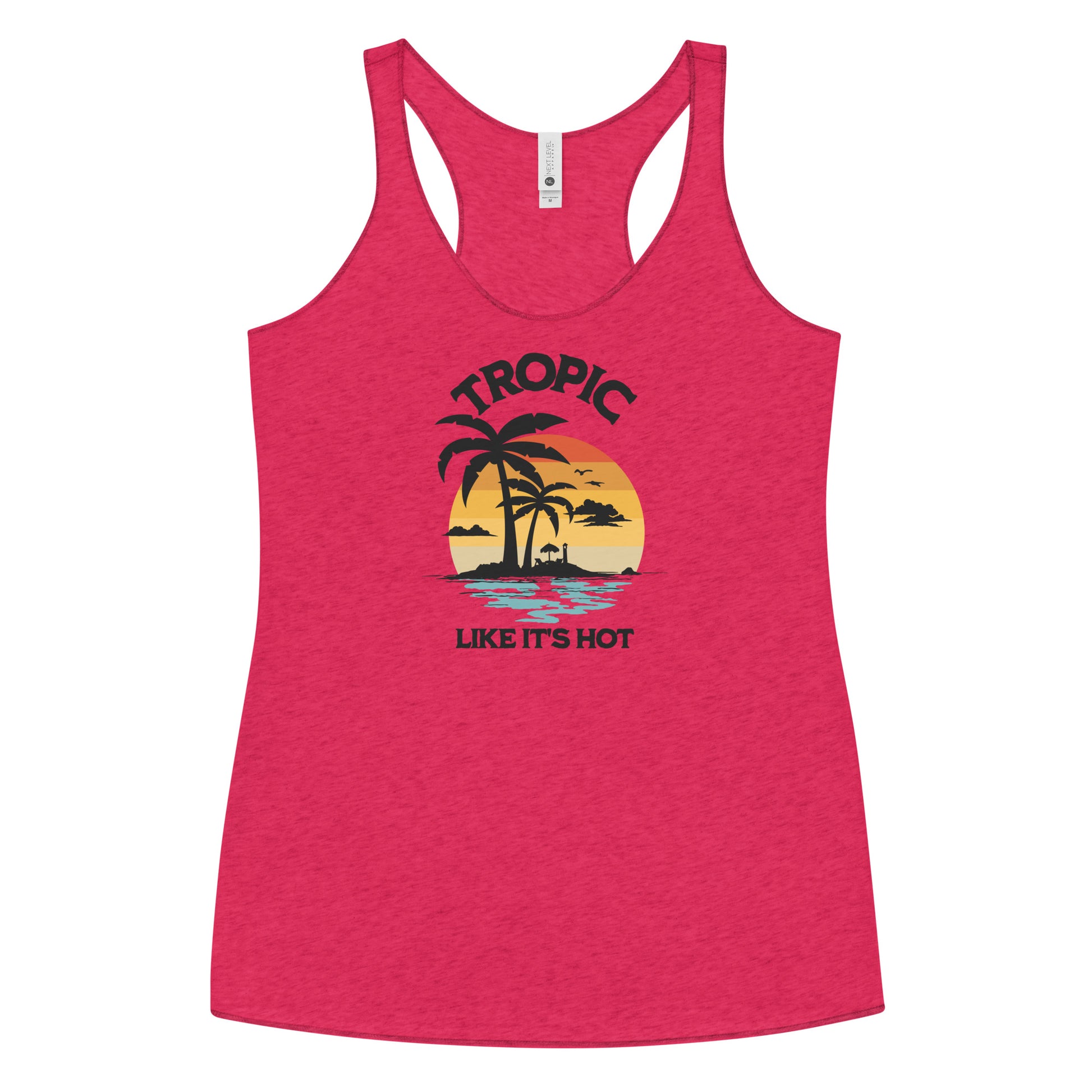 Tropic Like It's Hot Women's Summer Racerback Tank Top Vintage Shocking Pink