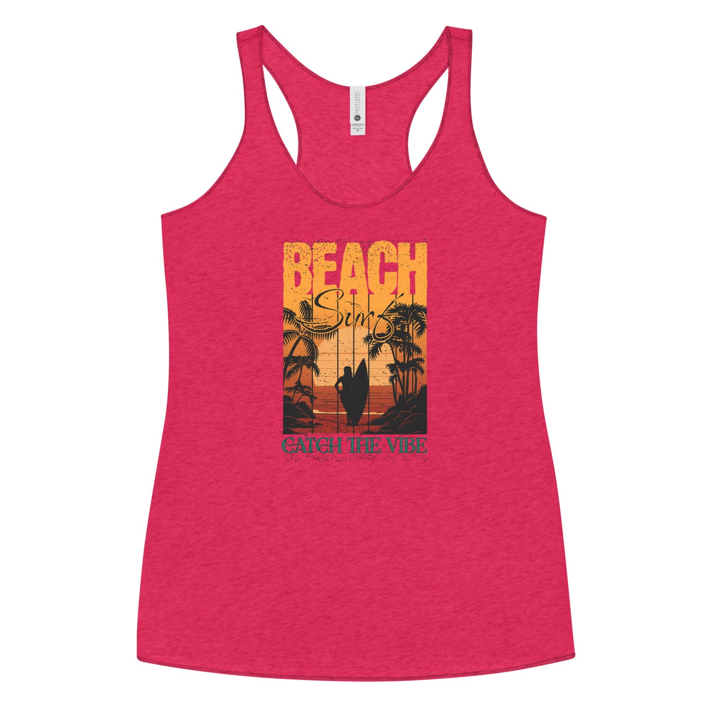 Catch the Vibe Surfing Women's Racerback Tank Top Vintage Shocking Pink