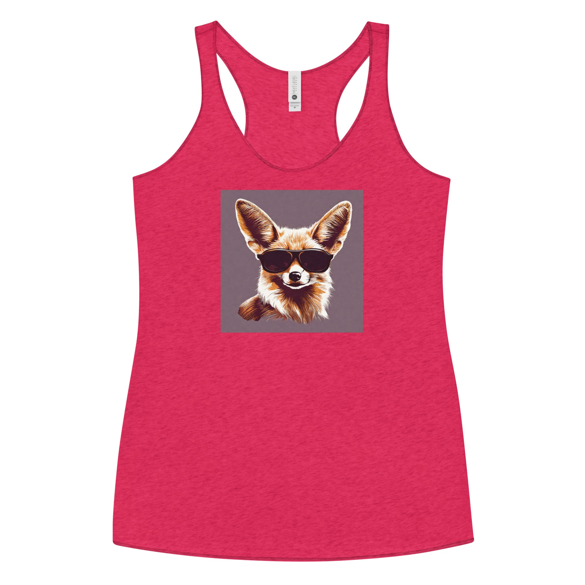 Fennec Fox in Shades Women's Animal Lover Racerback Tank Top Vintage Shocking Pink