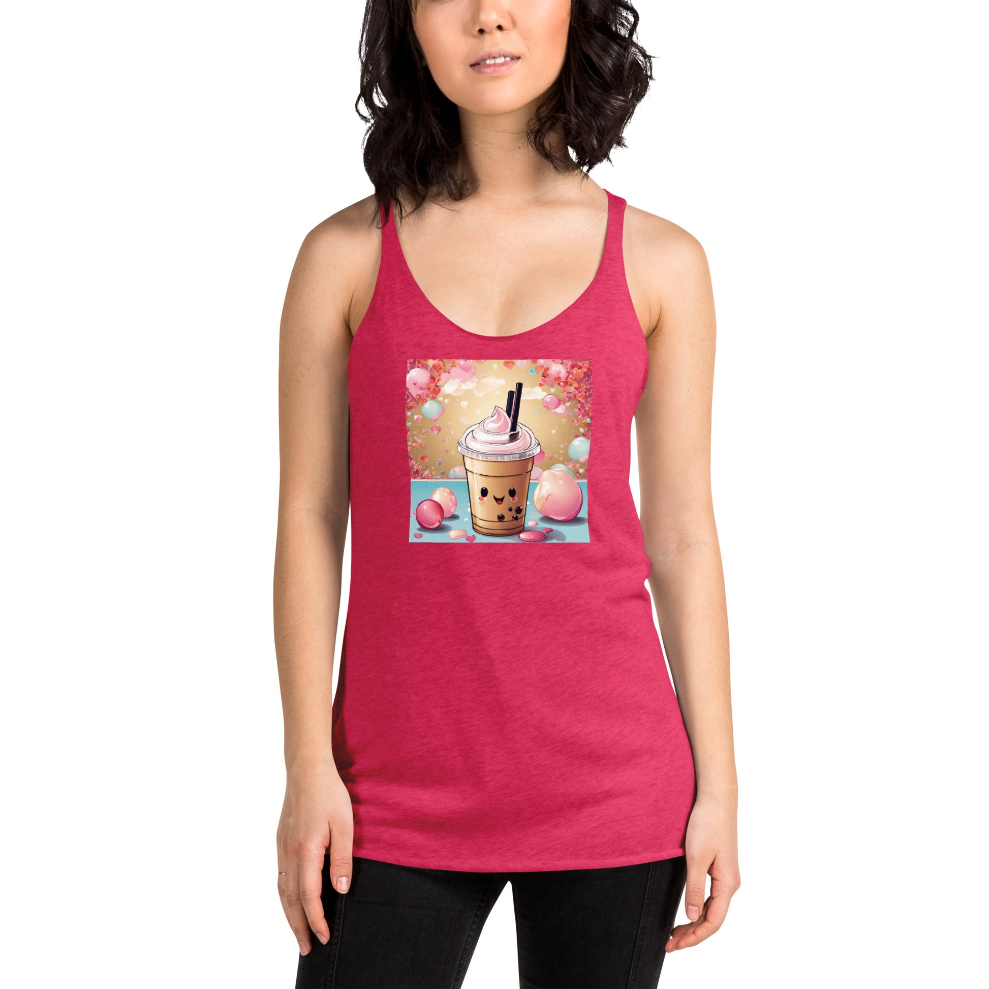 Cute Bubble Milk Tea Women's Boba Racerback Tank Top