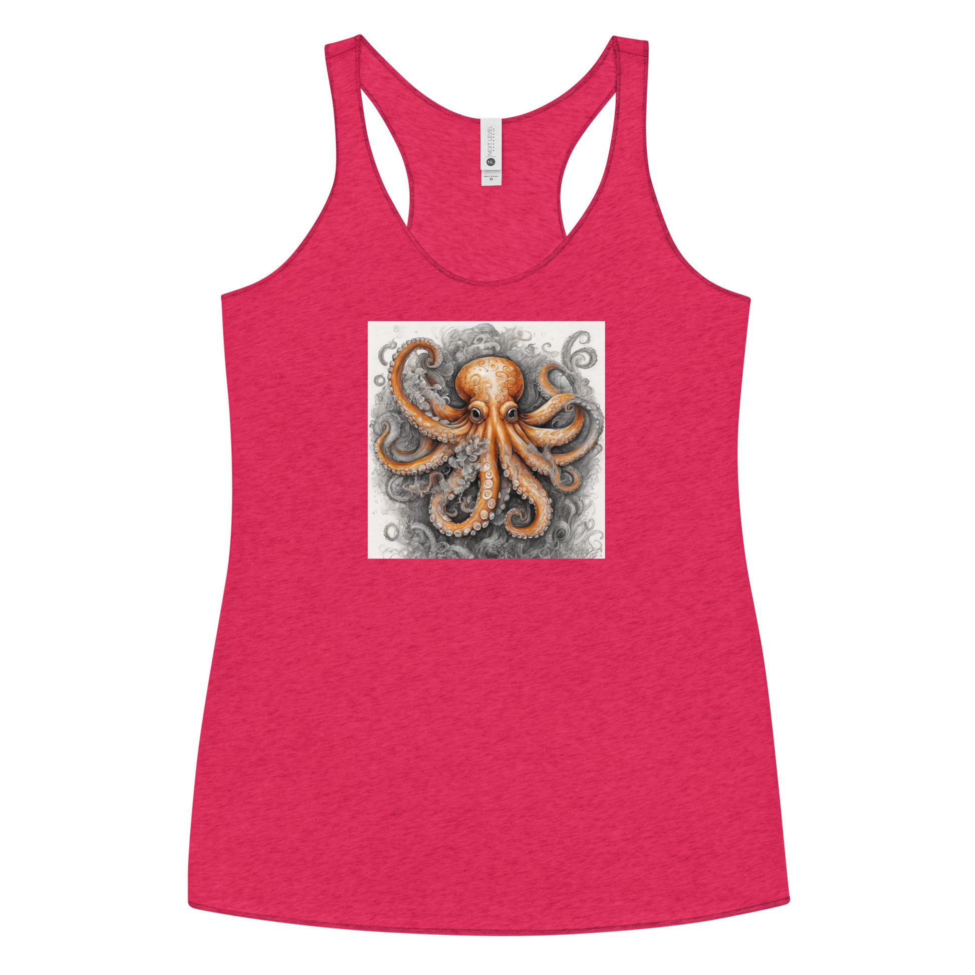 Octopus Women's Animal Lover Racerback Tank Top Vintage Shocking Pink