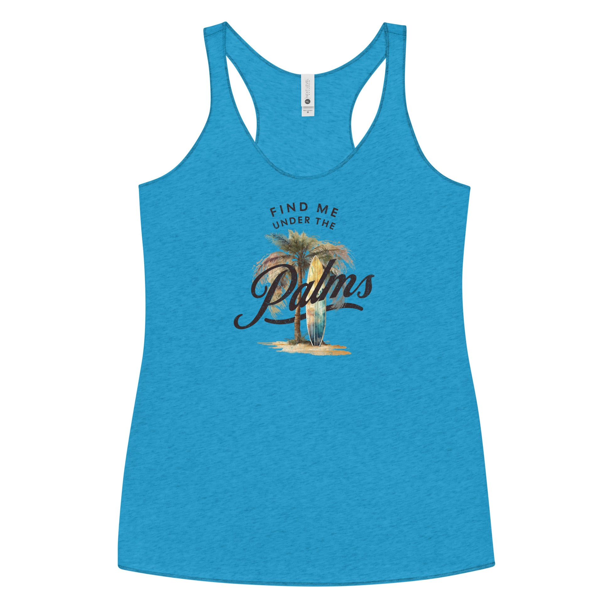 Find Me Under the Palms Women's Racerback Summer Tank Top Vintage Turquoise