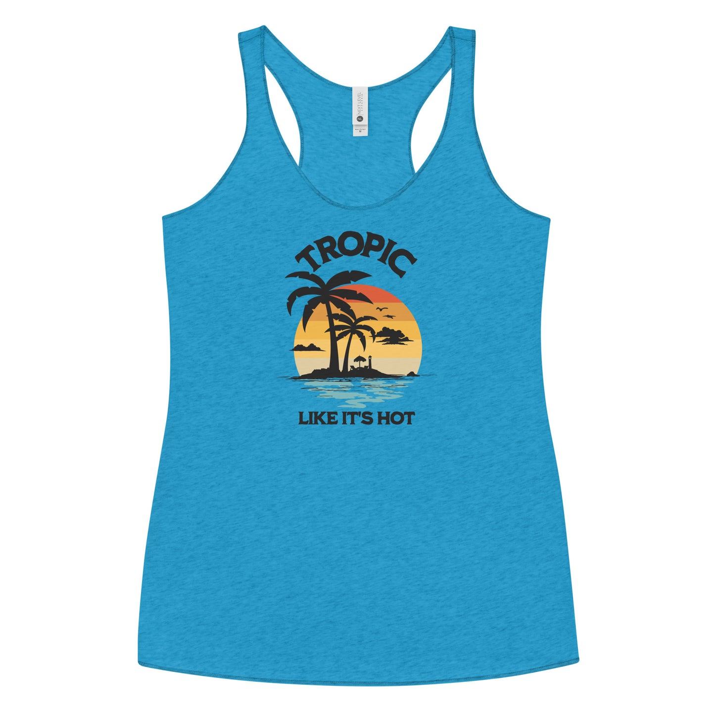 Tropic Like It's Hot Women's Summer Racerback Tank Top Vintage Turquoise