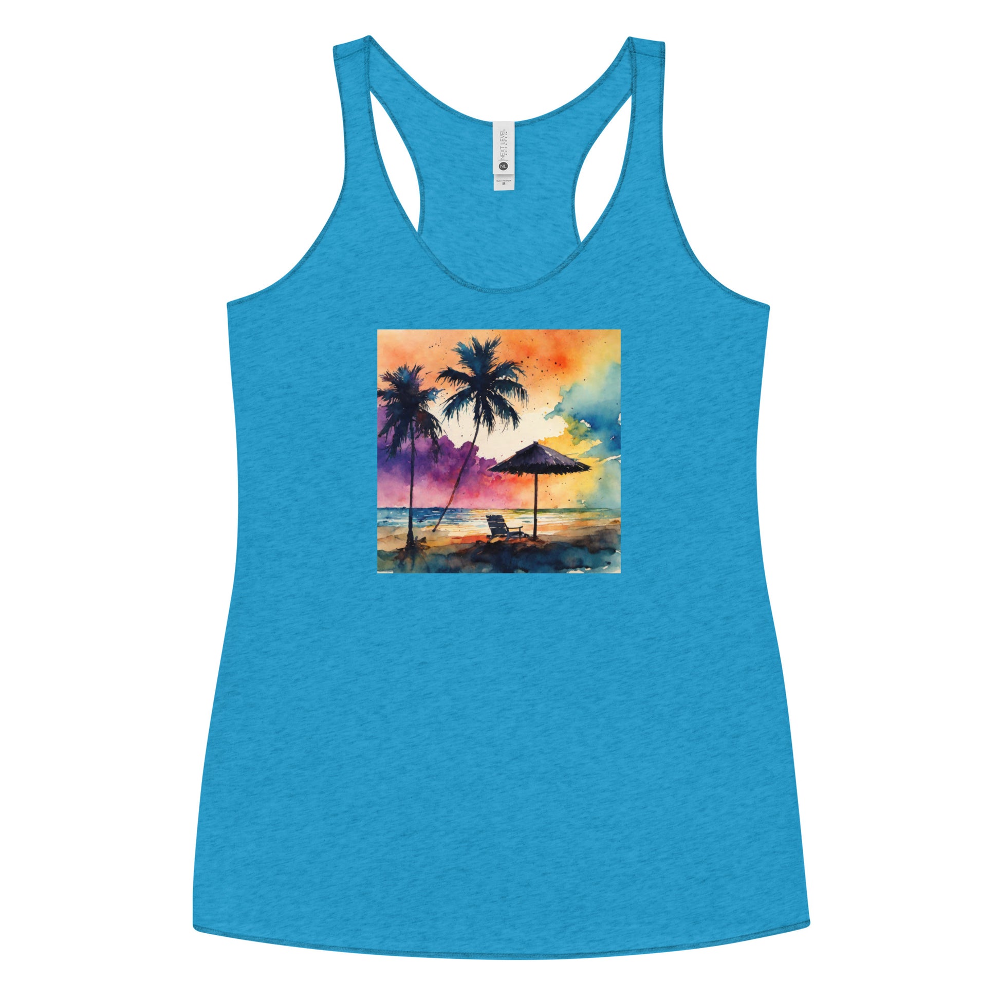 Beautiful Summer Paradise Women's Beach Racerback Tank Top Vintage Turquoise