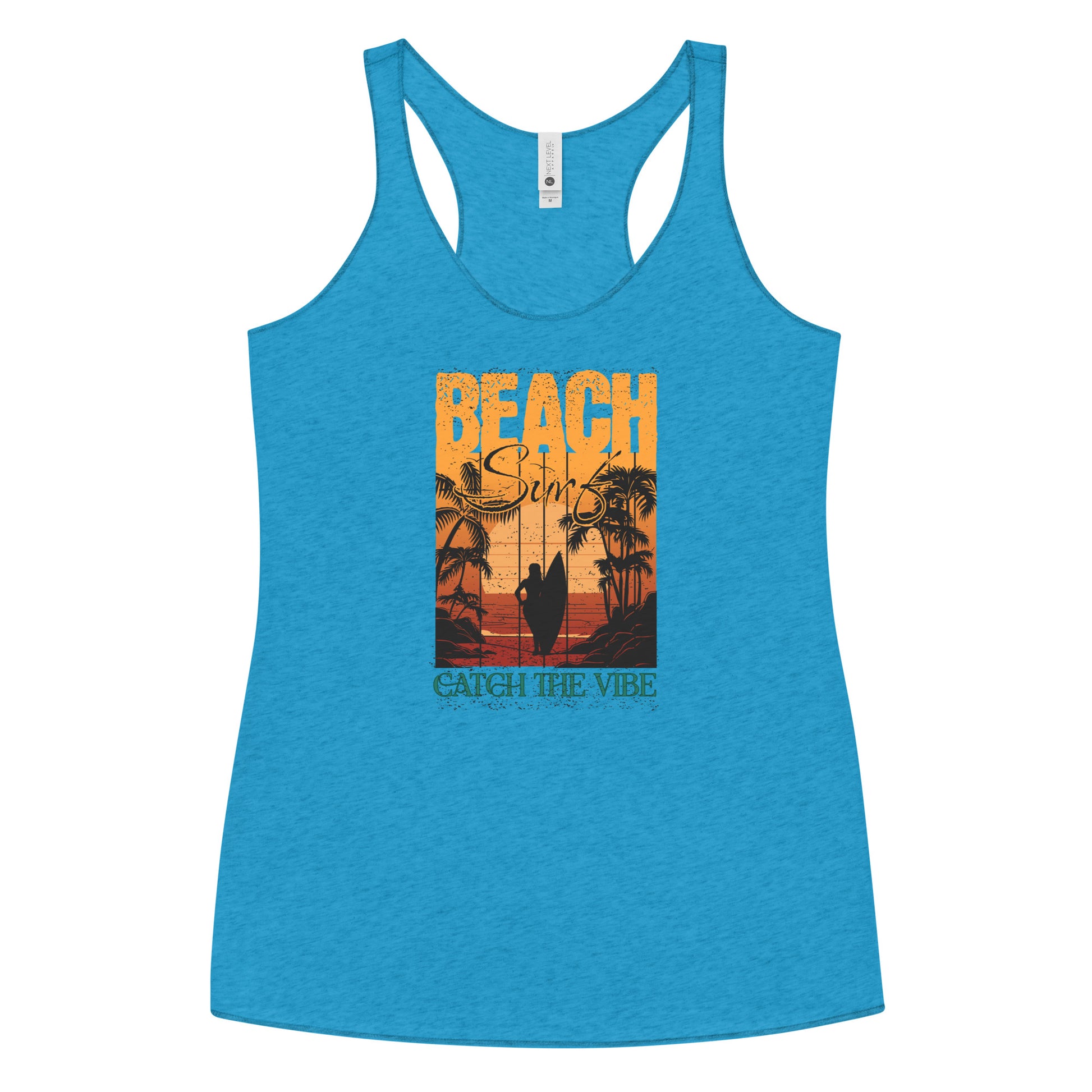 Catch the Vibe Surfing Women's Racerback Tank Top Vintage Turquoise