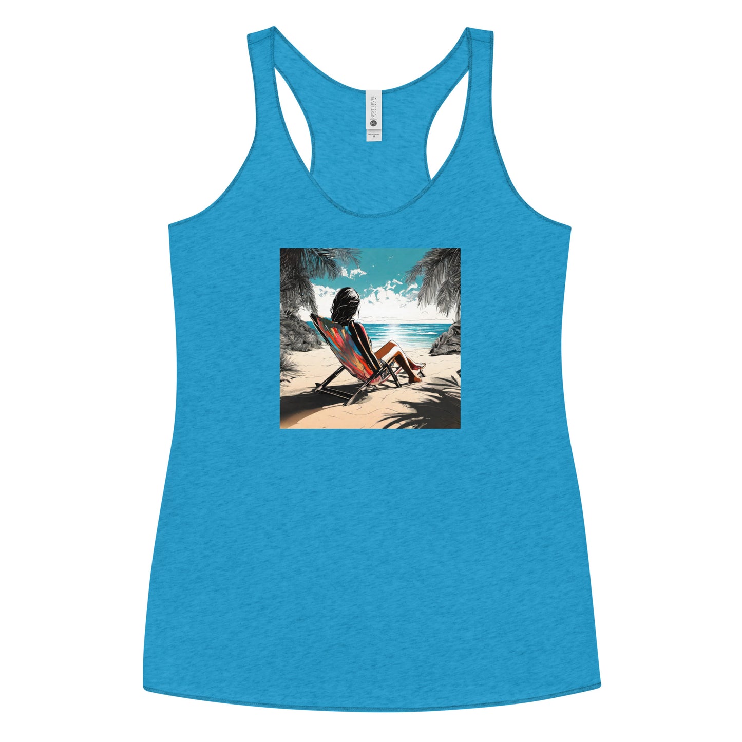 Relaxing on the Beach Women's Racerback Summer Tank Top Vintage Turquoise