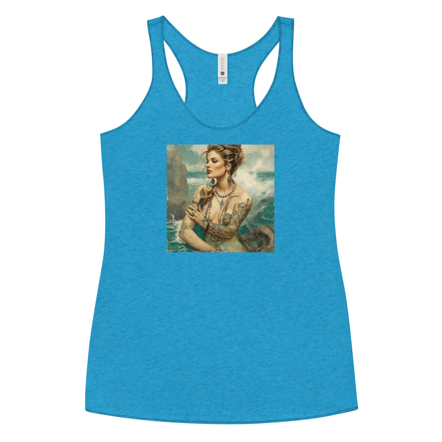 Mermaid with Tattoos Women's Racerback Tank Top Vintage Turquoise