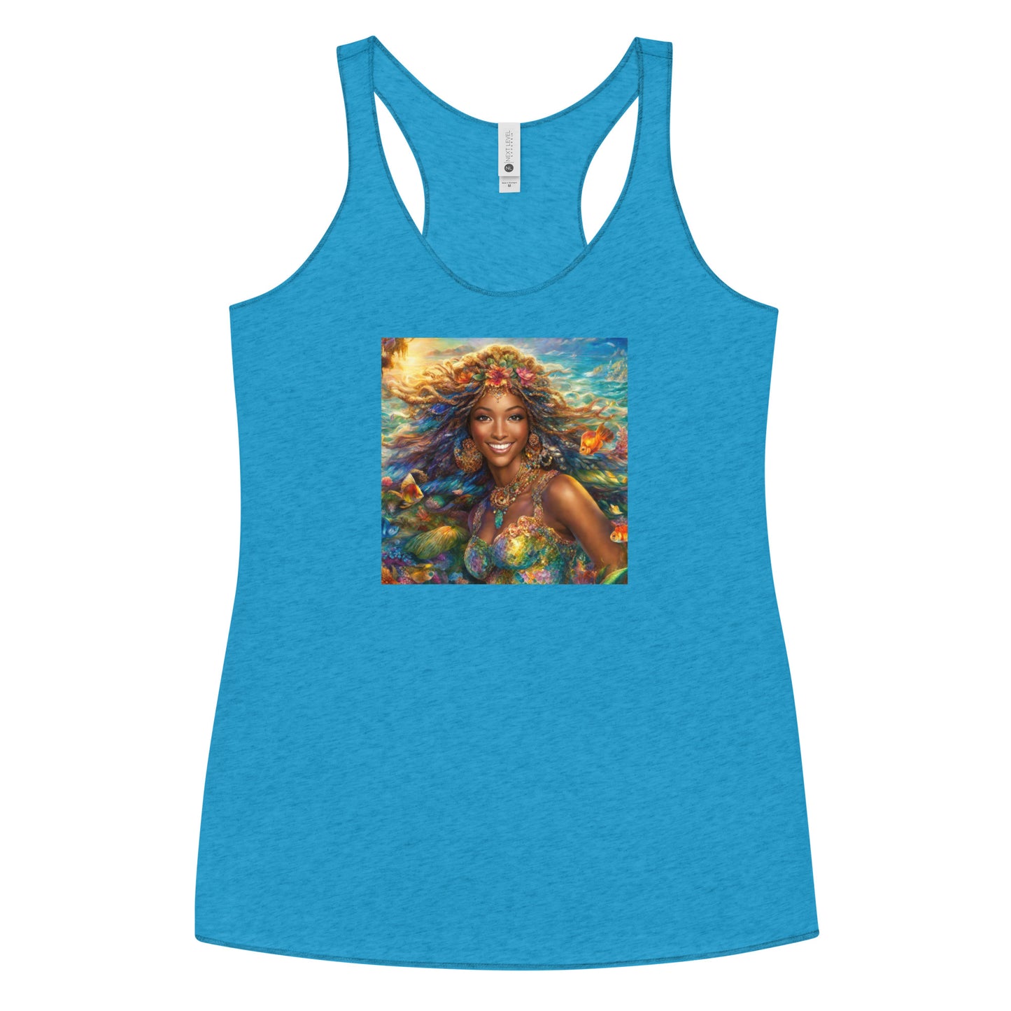 Little Mermaid Fairy Tale Women's Racerback Tank Top Vintage Turquoise