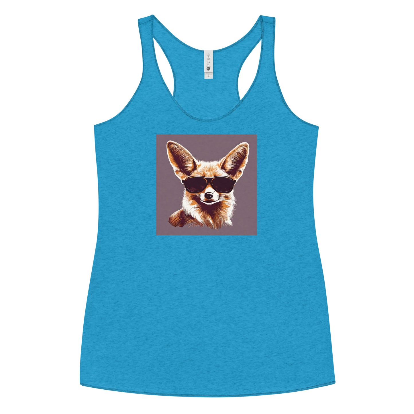 Fennec Fox in Shades Women's Animal Lover Racerback Tank Top Vintage Turquoise