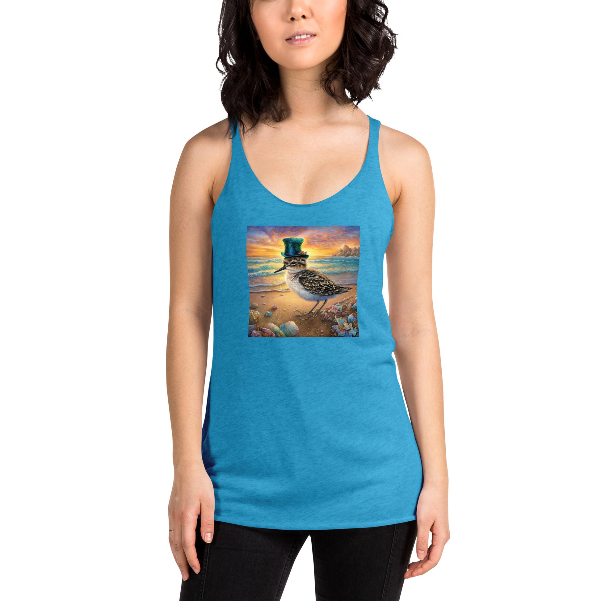 Sandpiper in Top Hat Women's Racerback Beach Tank Top