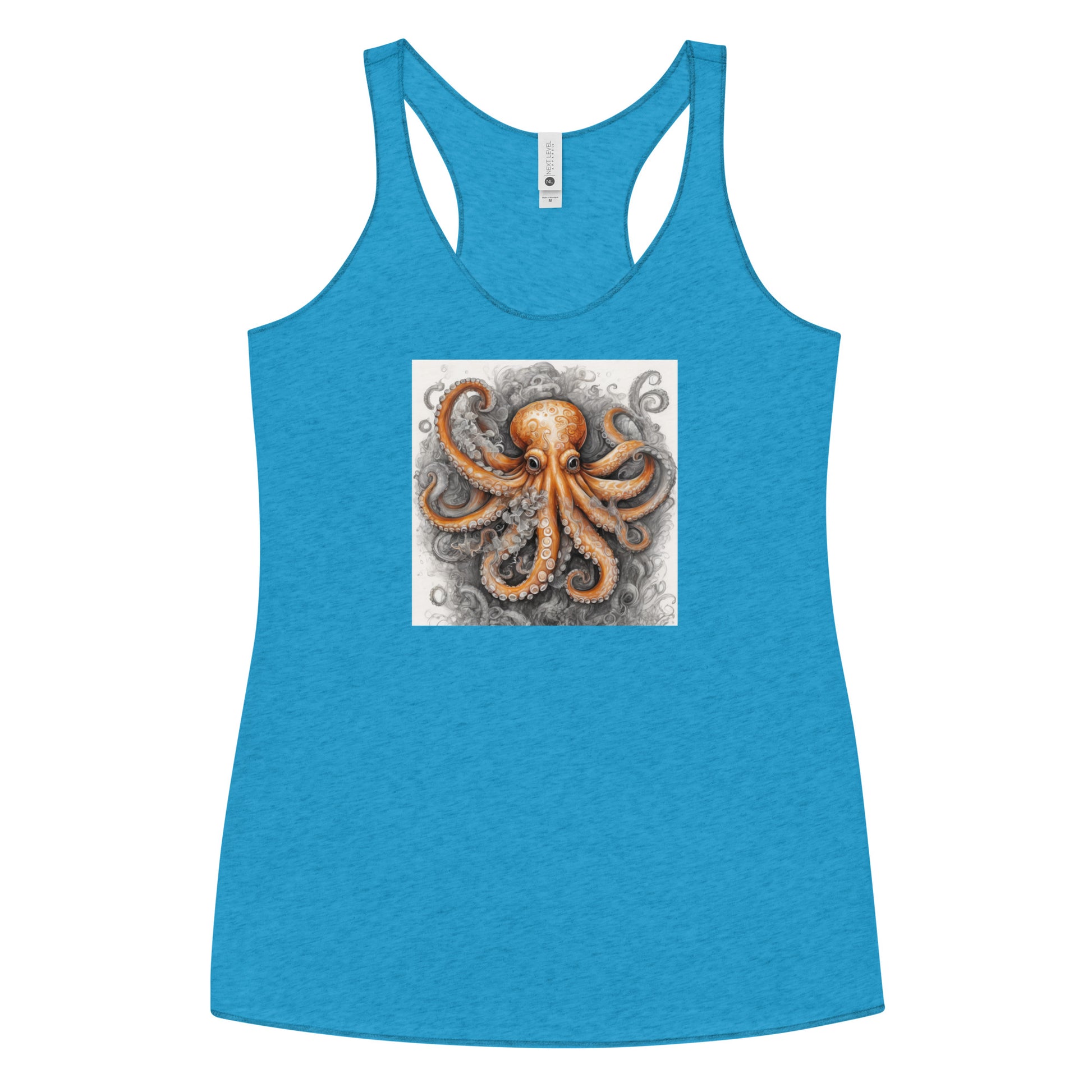 Octopus Women's Animal Lover Racerback Tank Top Vintage Turquoise