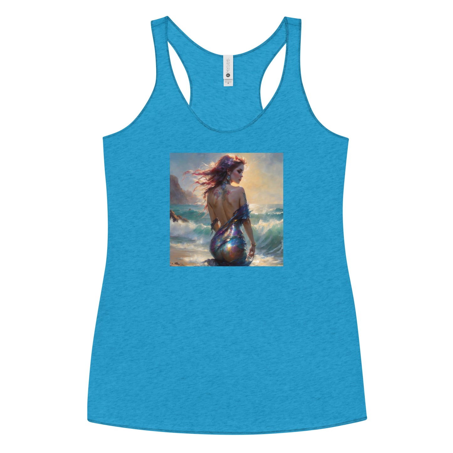 Enchanting Mermaid on Beach Women's Racerback Tank Top Vintage Turquoise