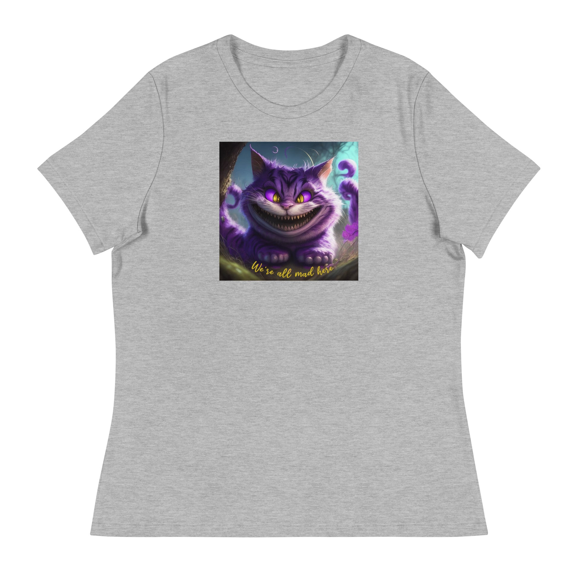 We're All Mad Here Cheshire Cat Women's T-Shirt Athletic Heather