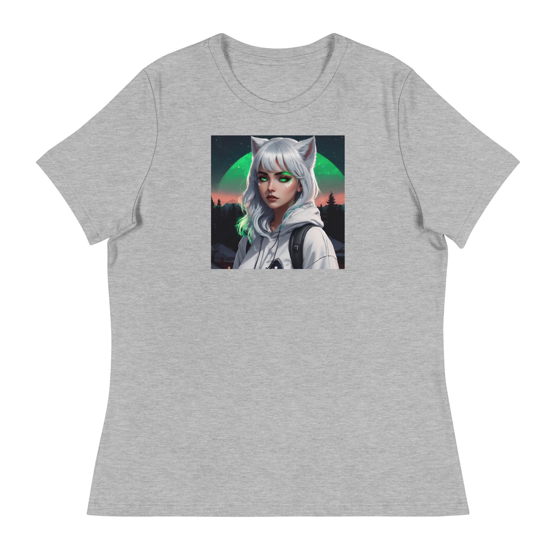 Cute Fox Girl Women's Graphic Tee Athletic Heather