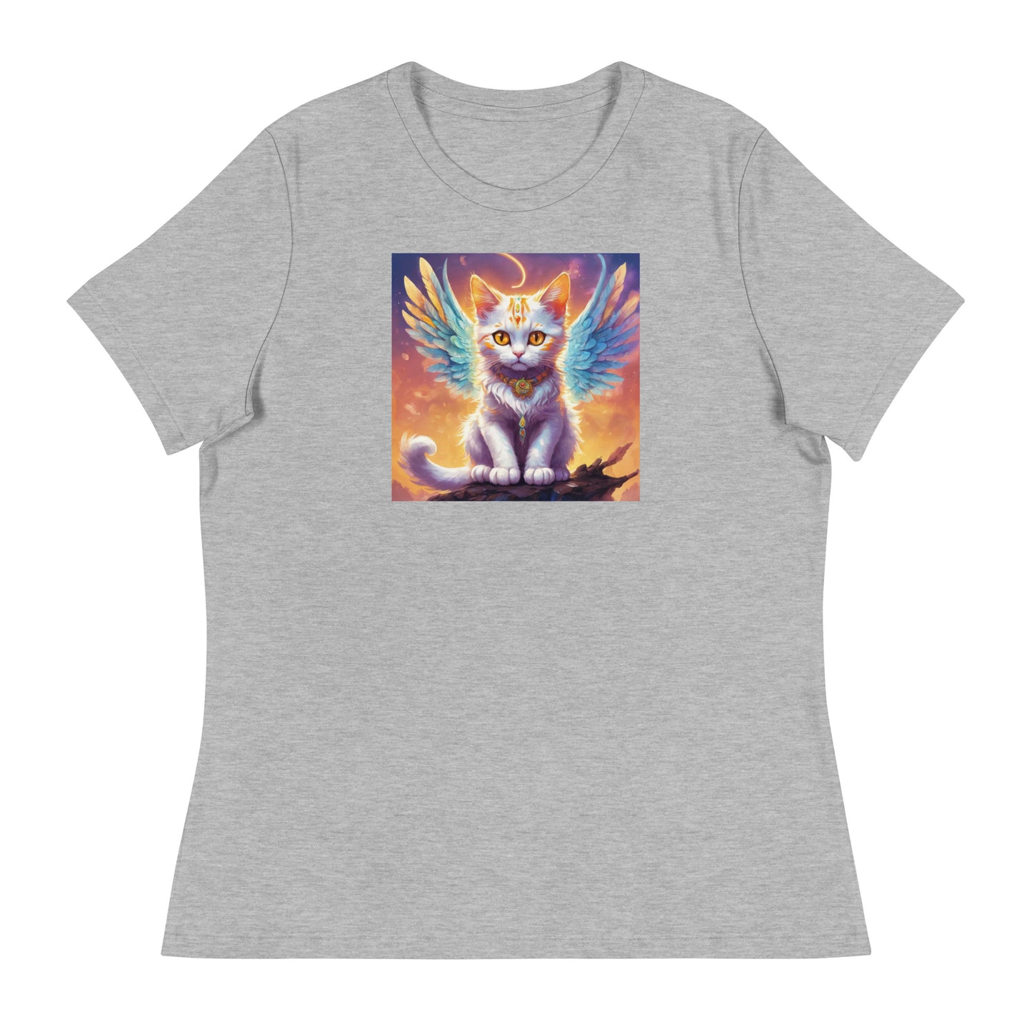 Cat with Wings Women's Graphic Tee Athletic Heather