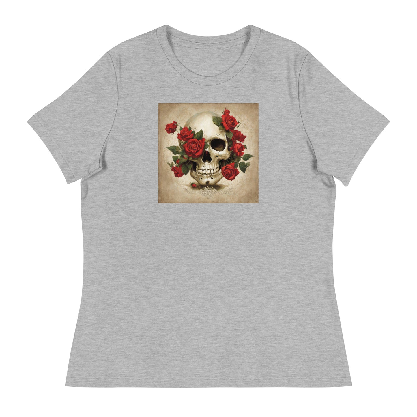 Skull & Roses Women's T-Shirt Athletic Heather