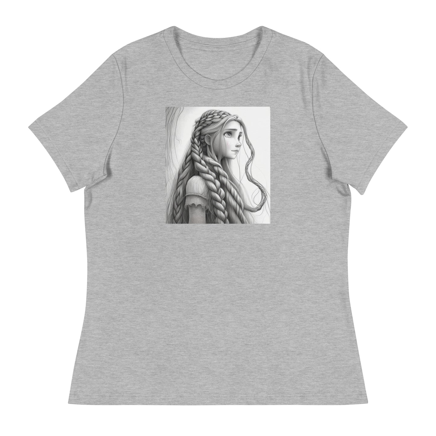 Rapunzel Sketch Women's Fairy Tale T-Shirt Athletic Heather