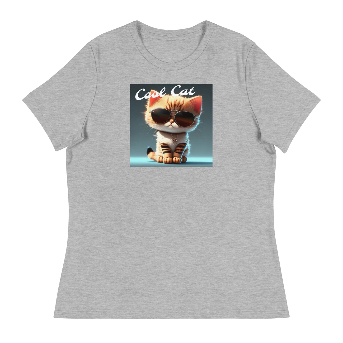 Cool Cat Women's Funny T-Shirt Athletic Heather