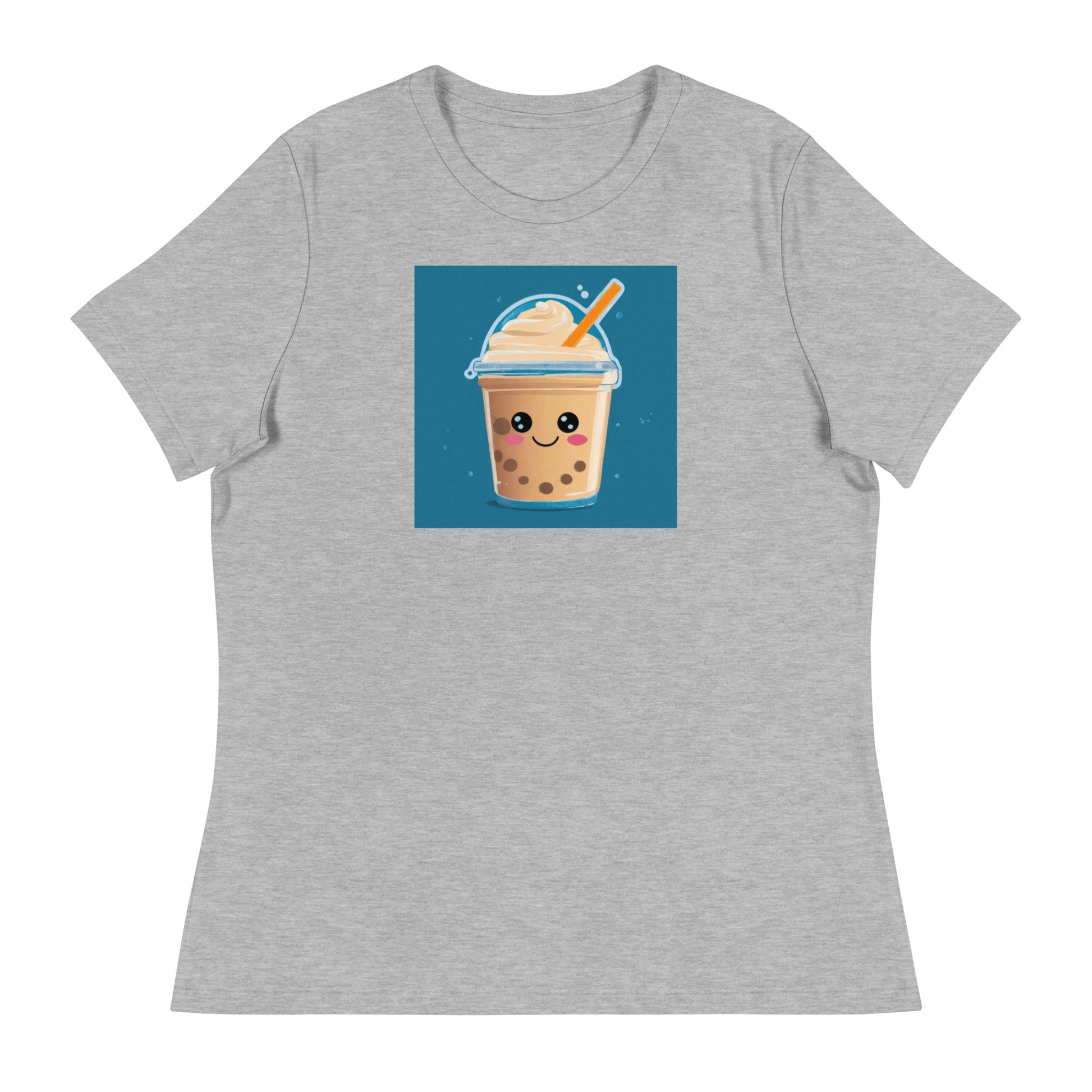 Boba Bubble Milk Tea Women's Funny Graphic Tee Athletic Heather