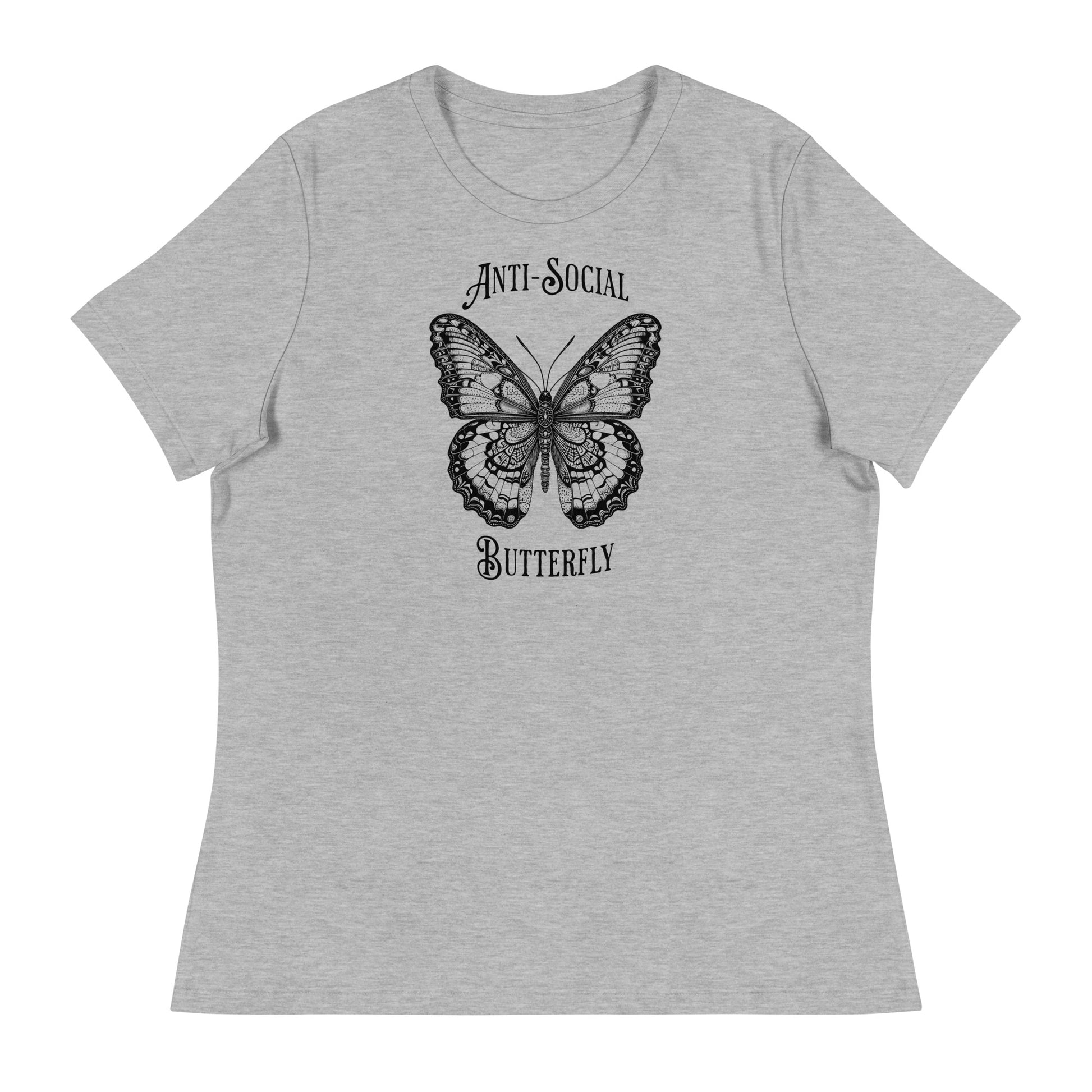 Anti-Social Butterfly Women's Funny T-Shirt Athletic Heather