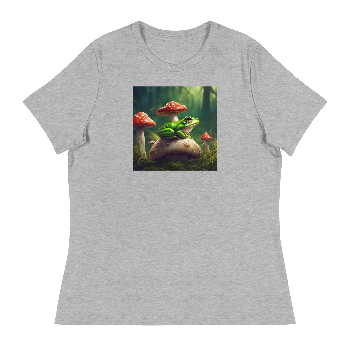 Frog & Mushrooms Women's Animal T-Shirt Athletic Heather