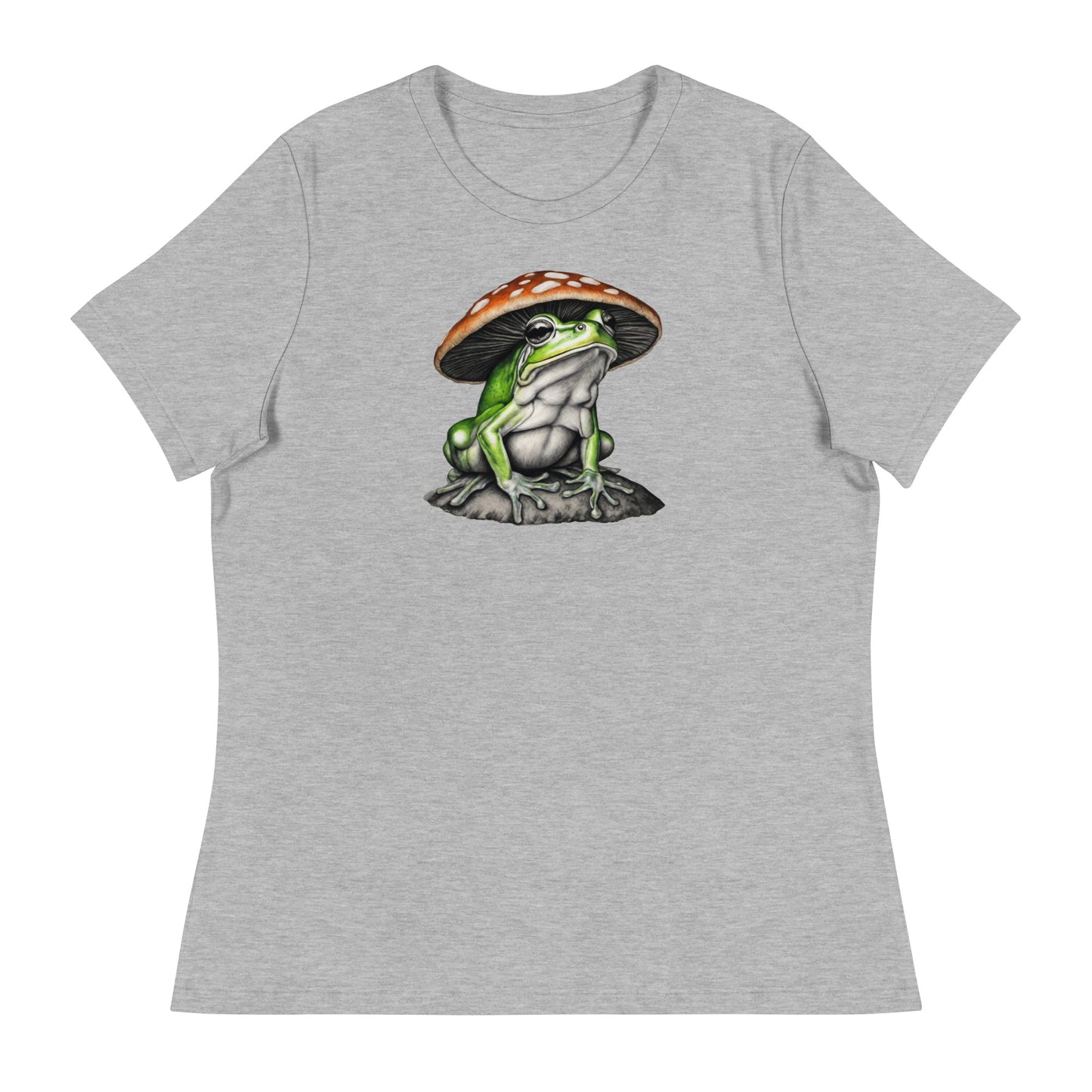 Frog in Shroom Cap Women's Graphic Tee Athletic Heather