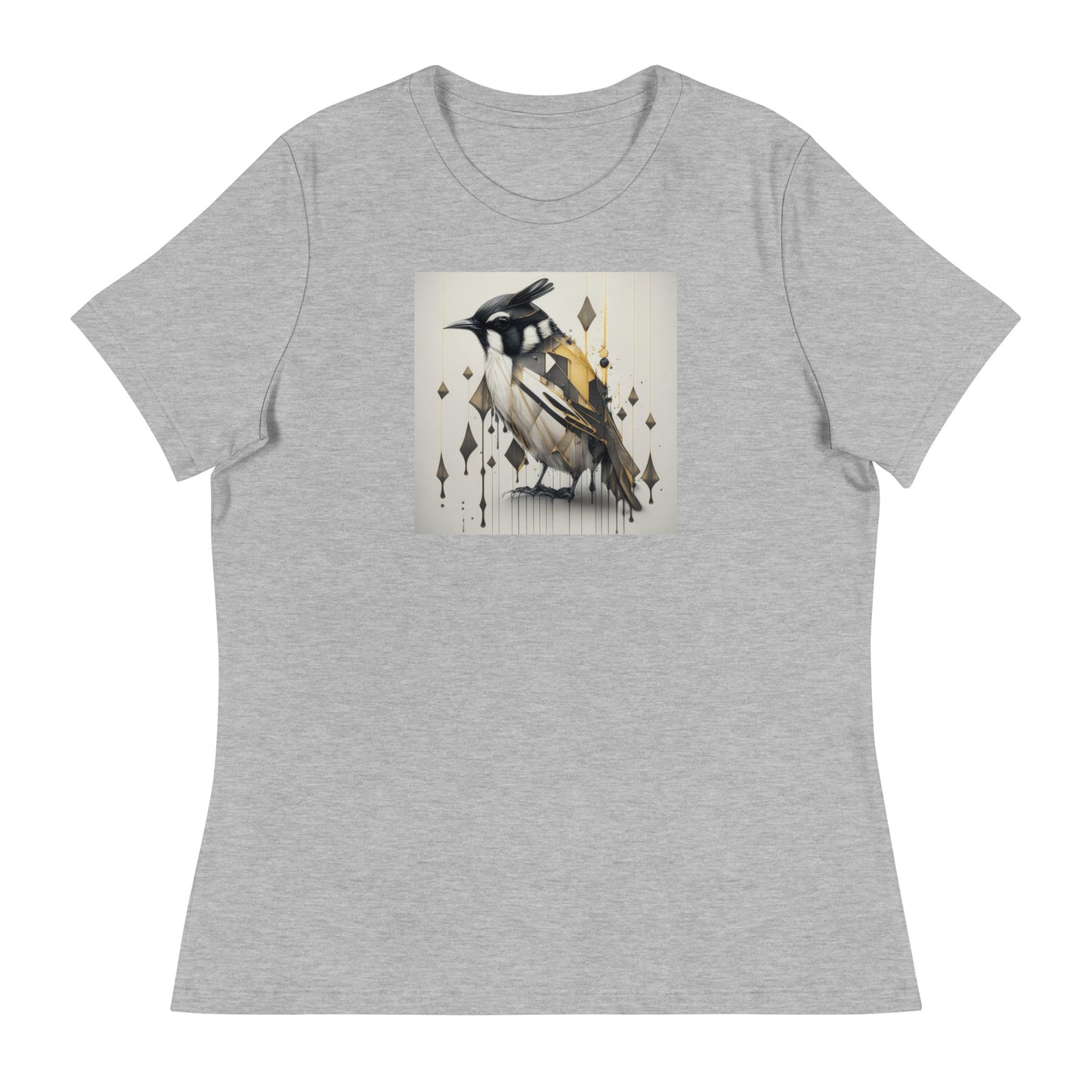 Geometric Chickadee Bird Women's Graphic Tee Athletic Heather