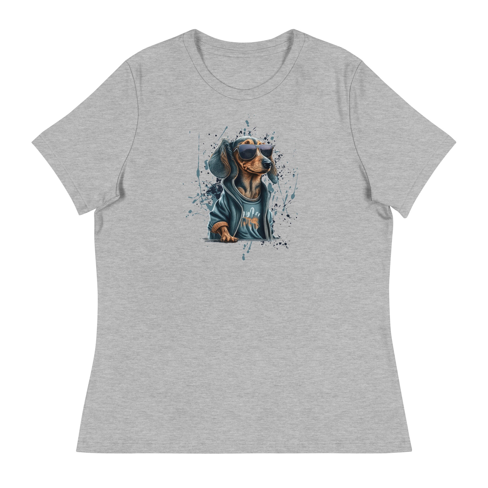 Cool Dachshund in Sunglasses Women's Dog T-Shirt Athletic Heather