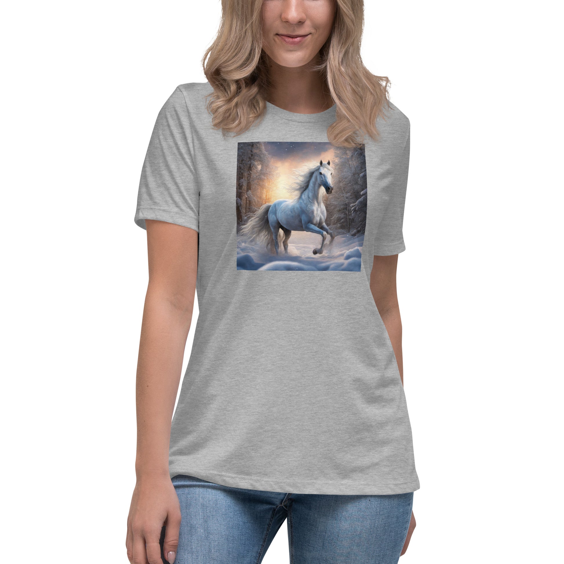 Beautiful White Winter Horse Women's Animal Lover T-Shirt