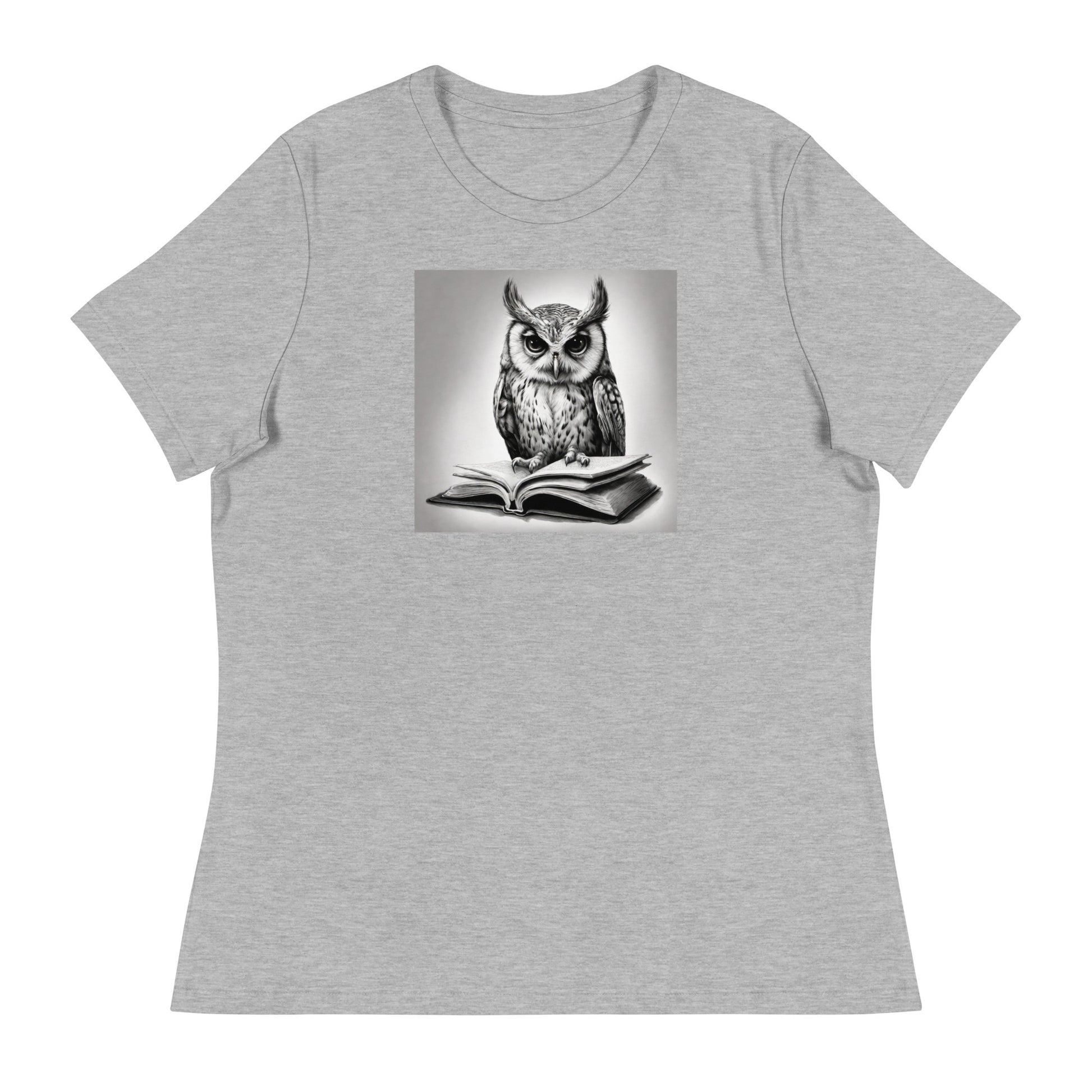 Booksmart Owl Women's Book Lover T-Shirt Athletic Heather