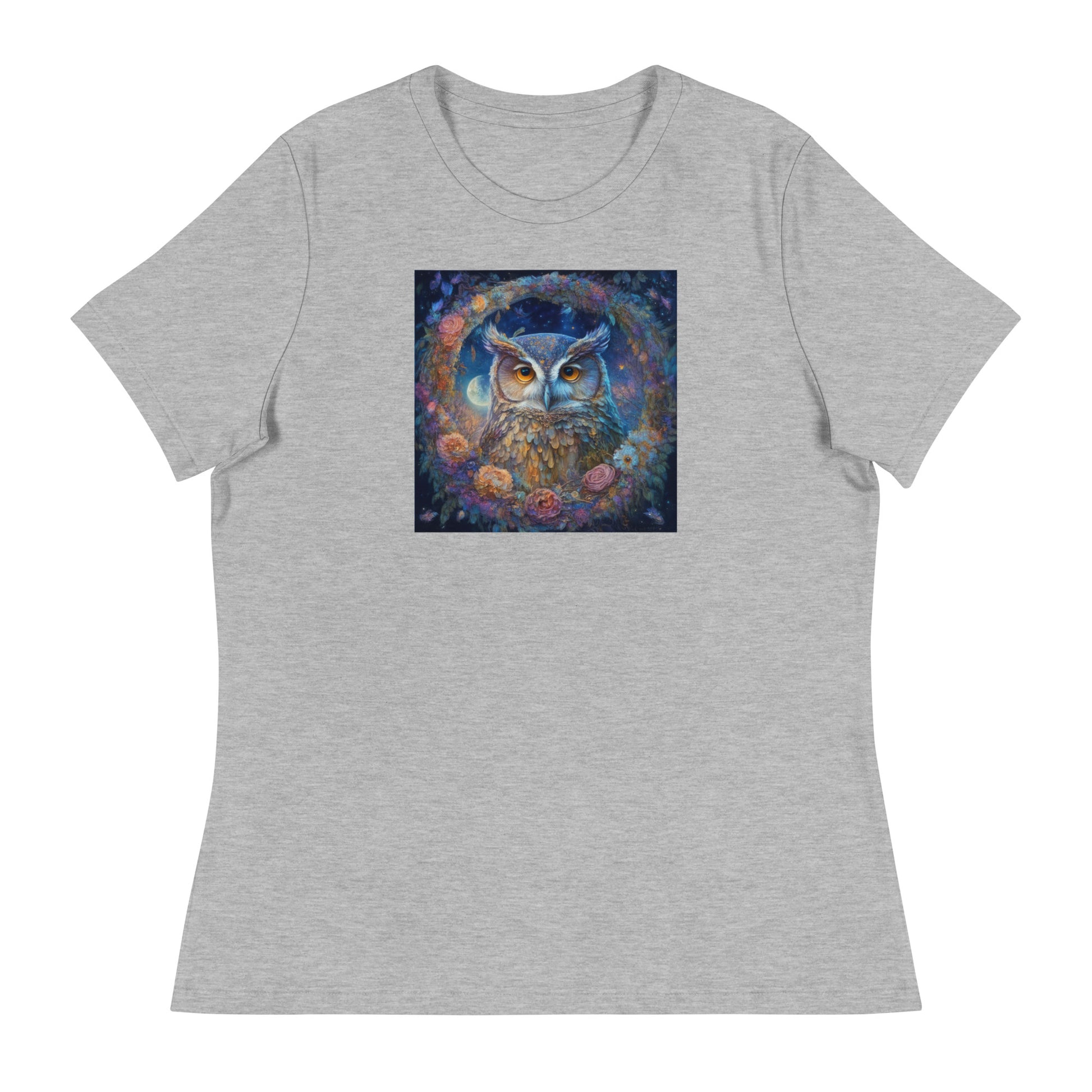 Owl Wreath Women's Animal Lover T-Shirt Athletic Heather