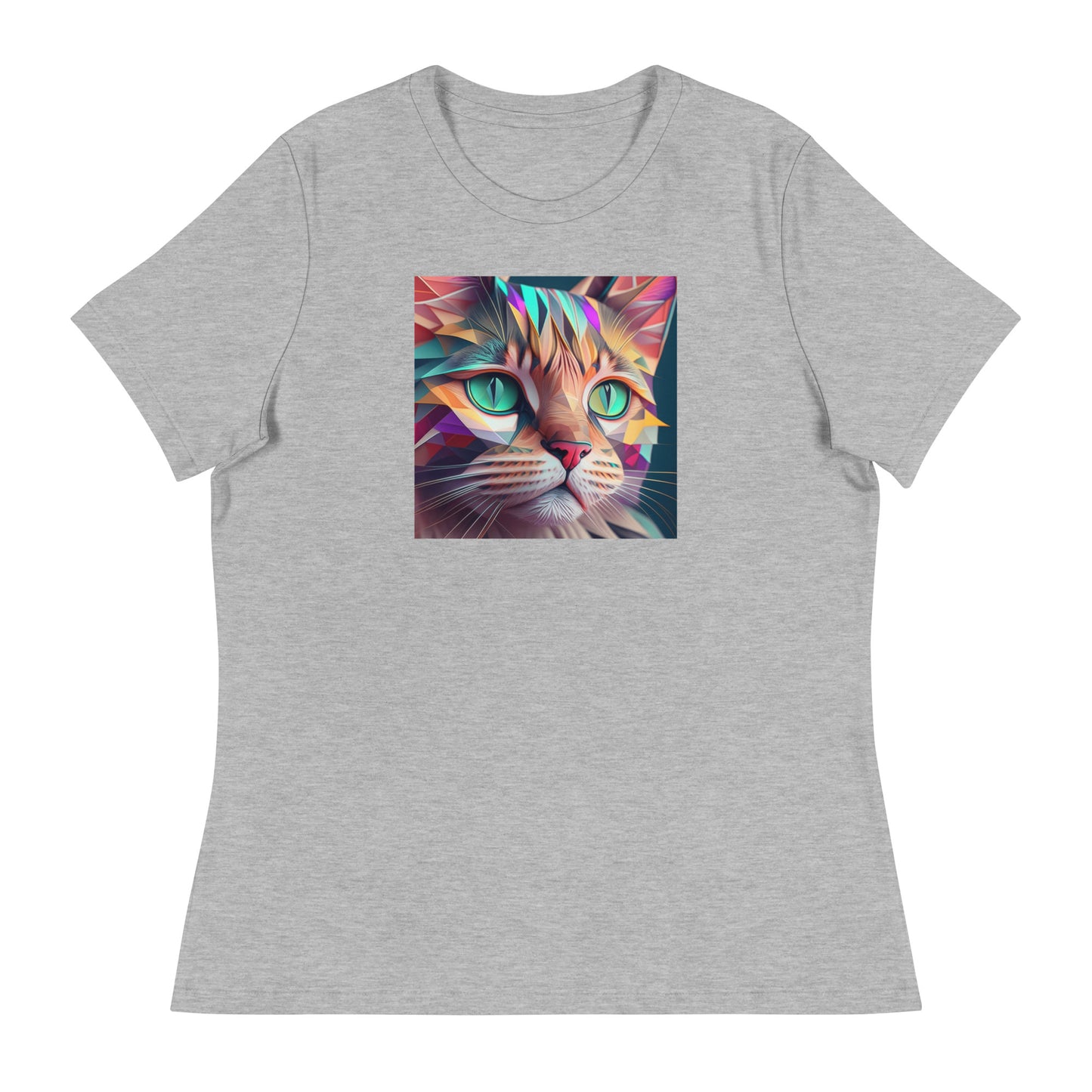 Geometric Cat Women's Cat Lover T-Shirt Athletic Heather