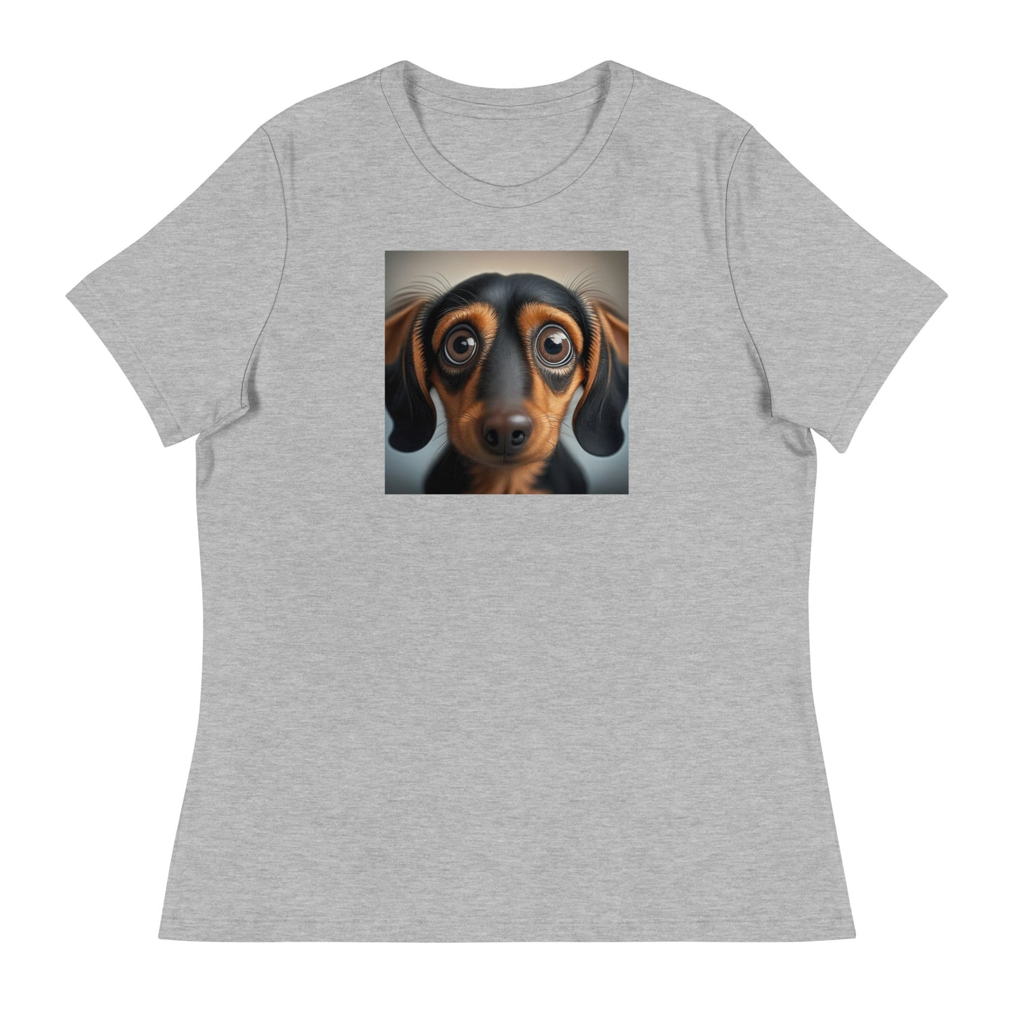 Dachshund with Puppy Dog Eyes Women's Weiner Dog T-Shirt Athletic Heather