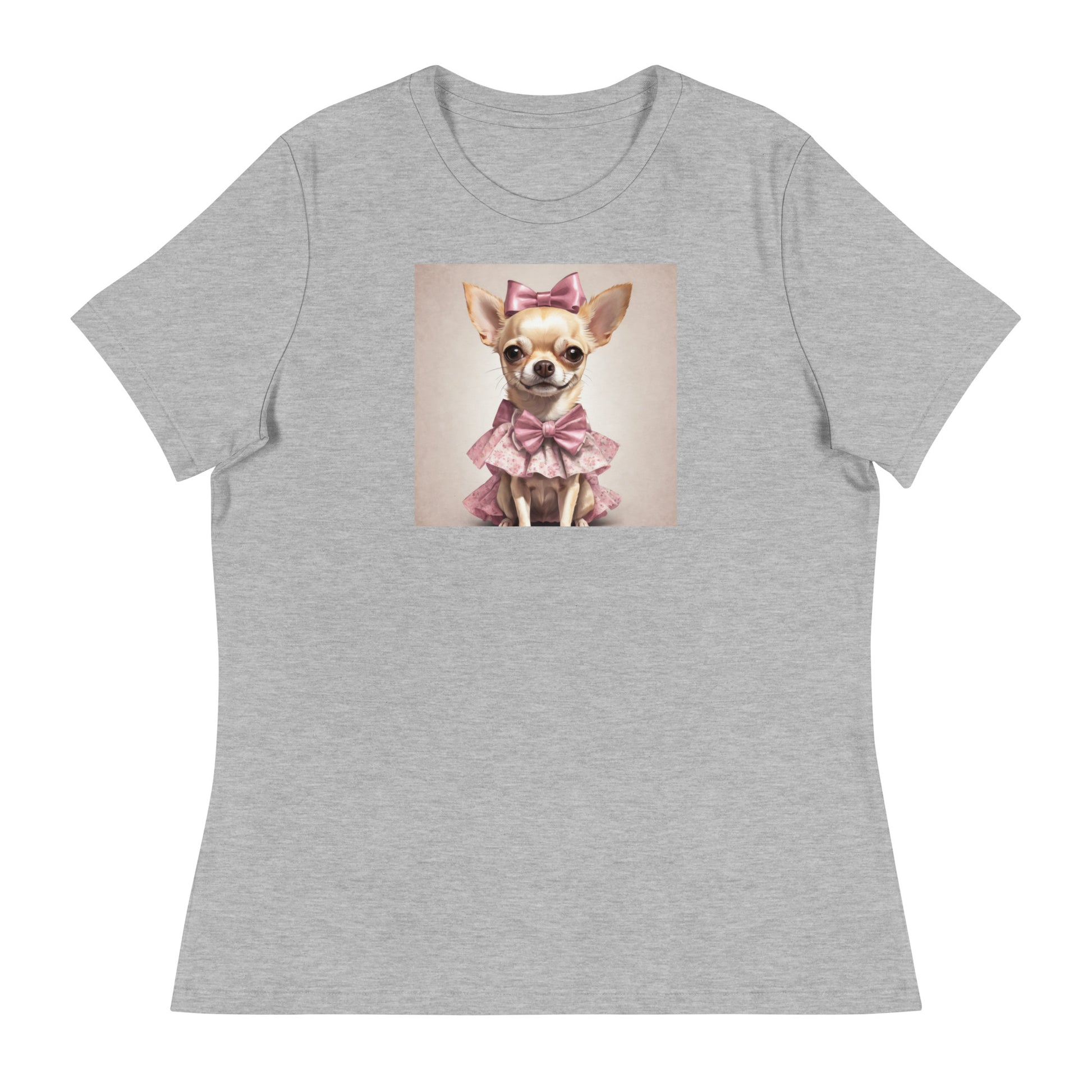 Chihuahua in Pink Dress Women's Dog Lover T-Shirt Athletic Heather