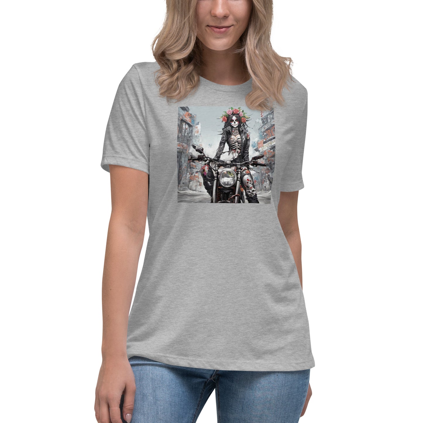 Day of the Dead Biker Women's Anime T-Shirt