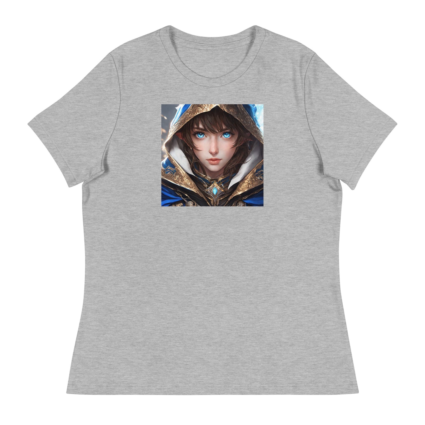 Blue-Eyed Elven Warrior Women's Anime T-Shirt Athletic Heather