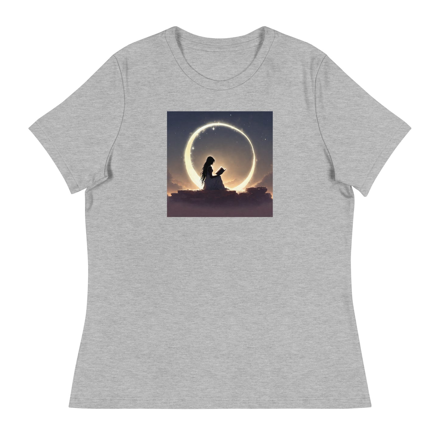 Reading at Twilight Women's Book Lover T-Shirt Athletic Heather