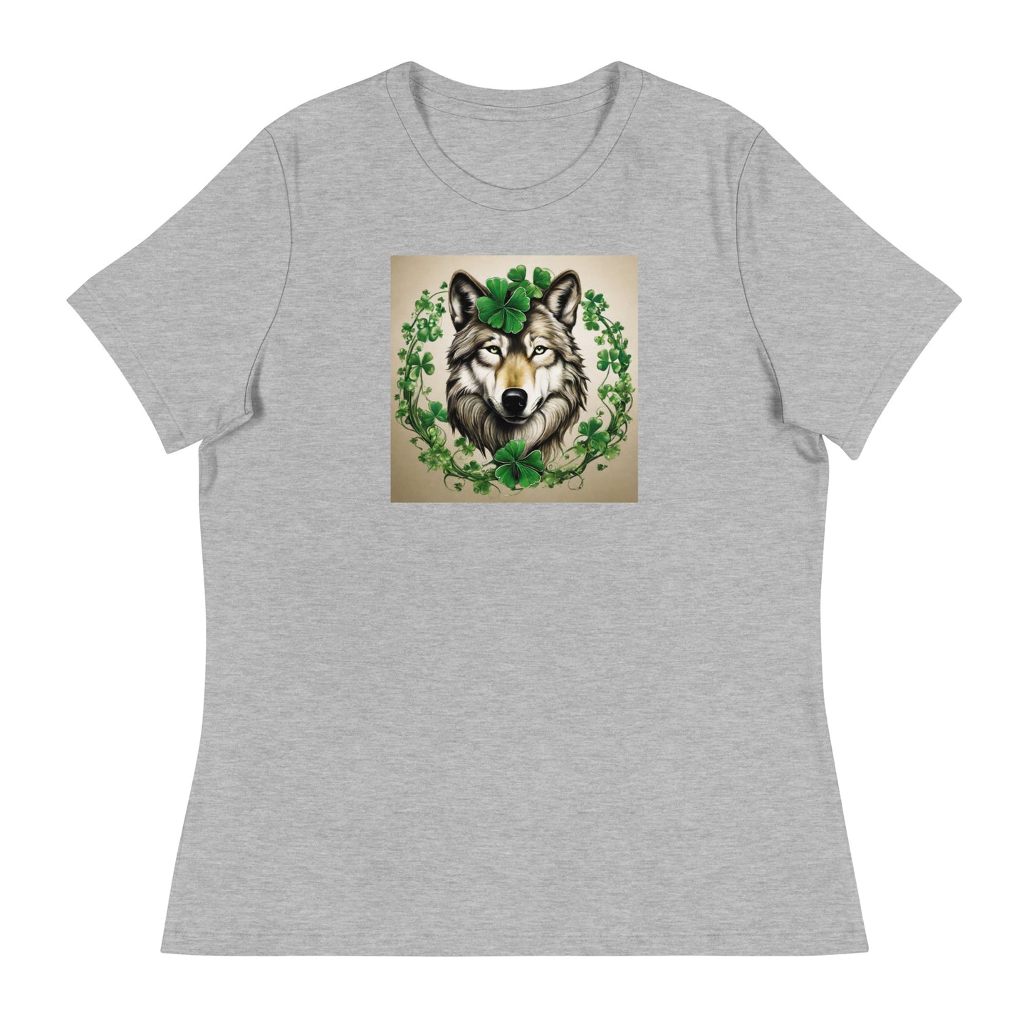 Wolf & Shamrocks Women's St Patrick's Day T-Shirt Athletic Heather