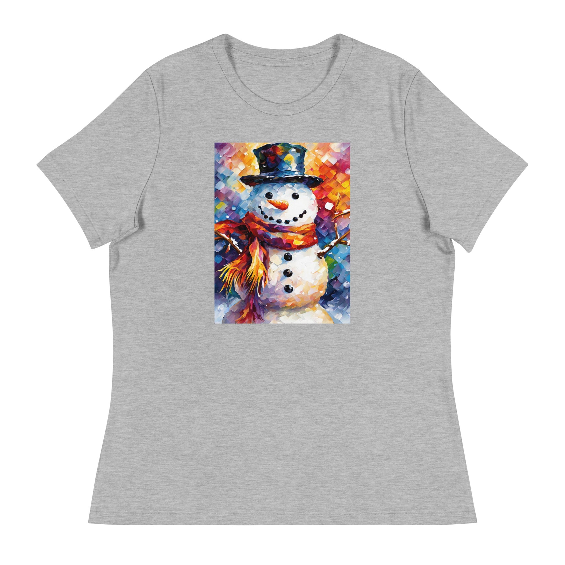 Happy Snowman Women's Christmas T-Shirt Athletic Heather