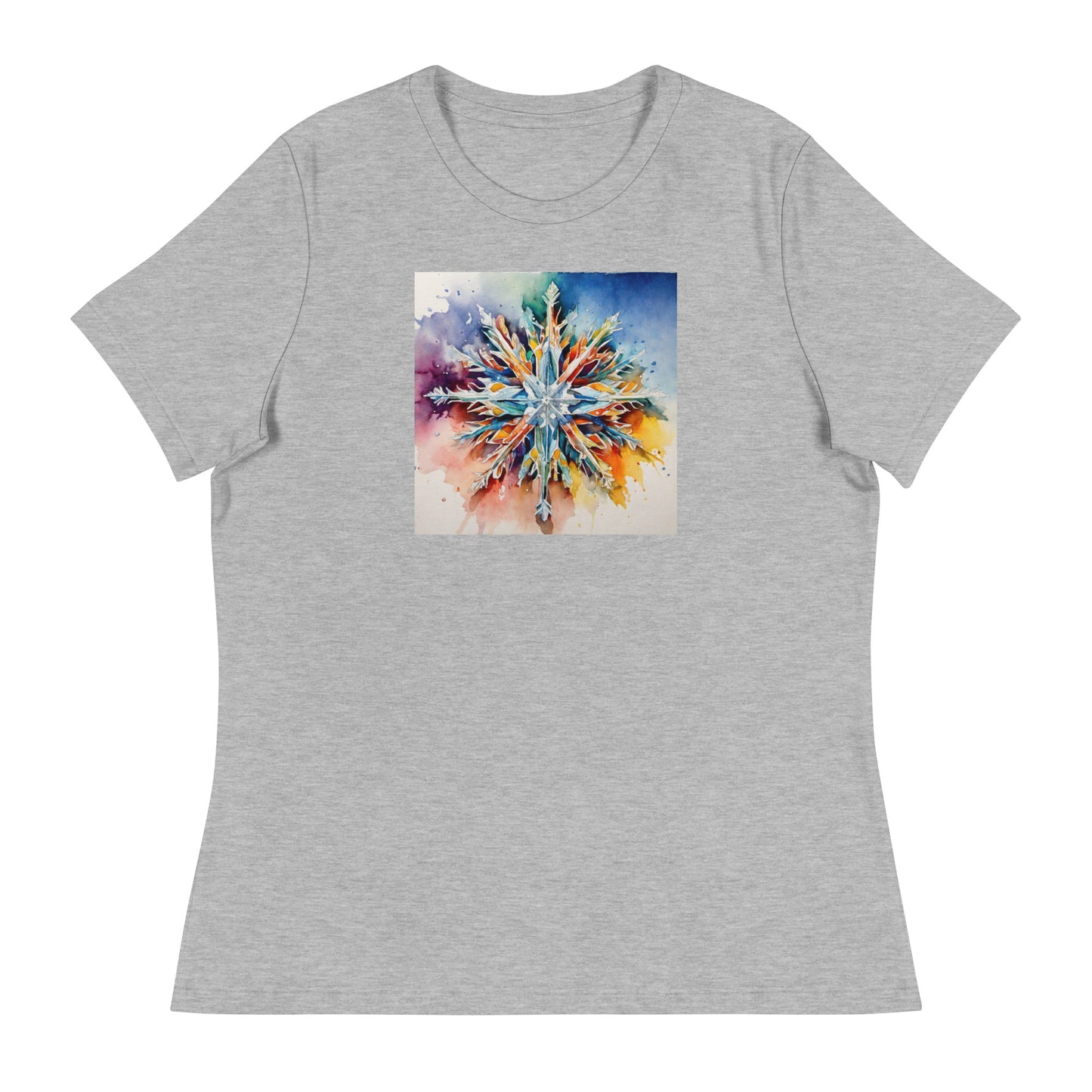 Colorful Snowflake Women's Christmas T-Shirt Athletic Heather