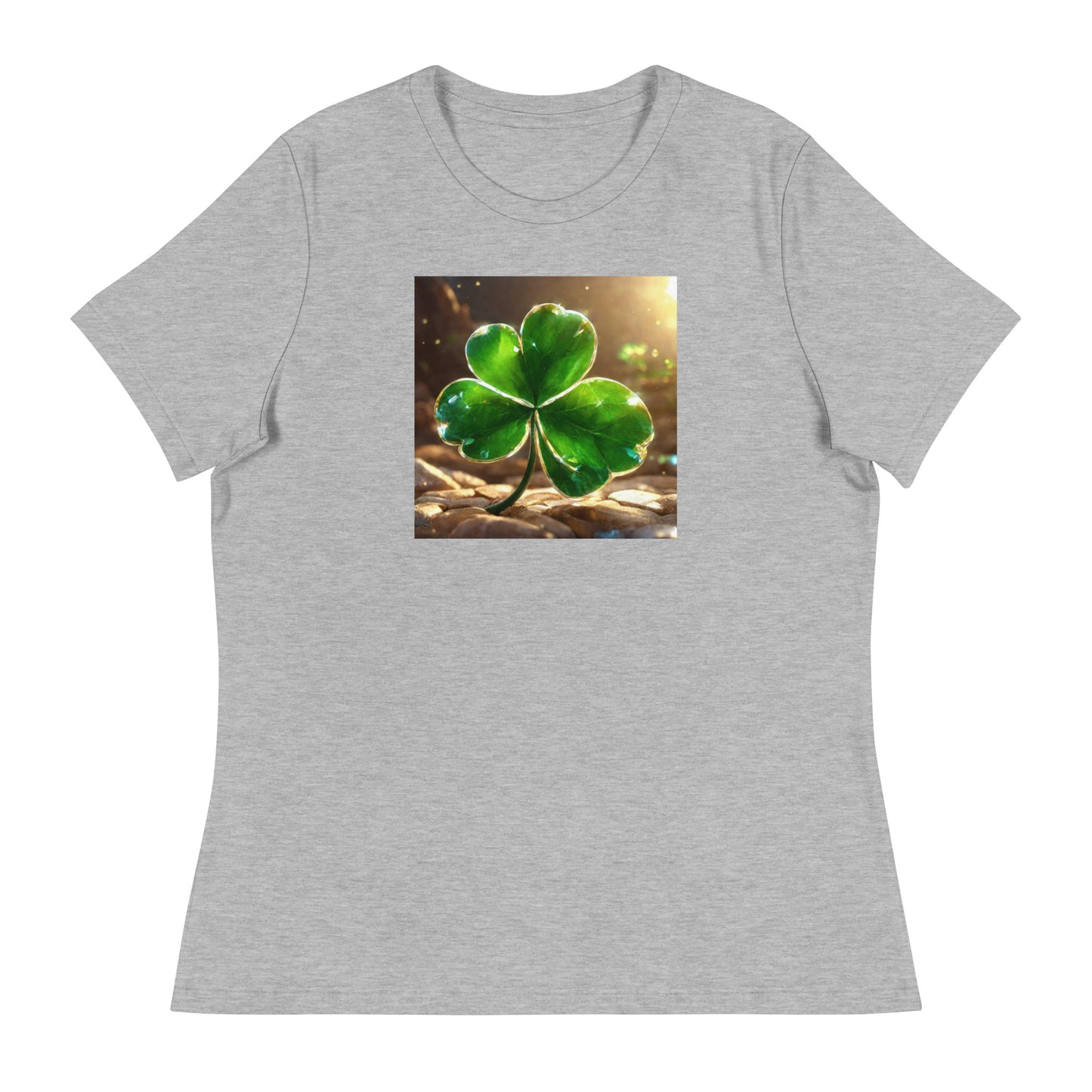 Lucky Four Leaf Clover Women's St Patrick's Day T-Shirt Athletic Heather