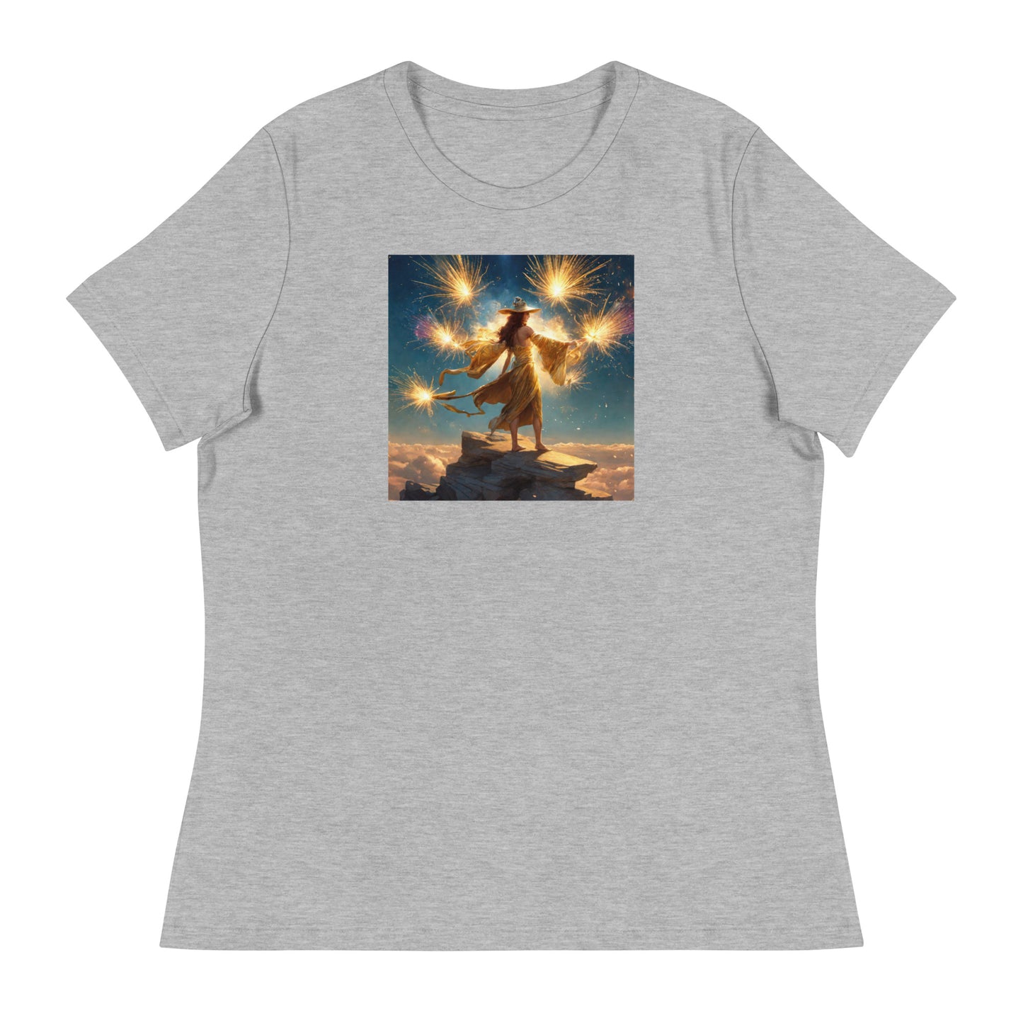 Sorceress Making Fireworks Women's 4th of July T-Shirt Athletic Heather