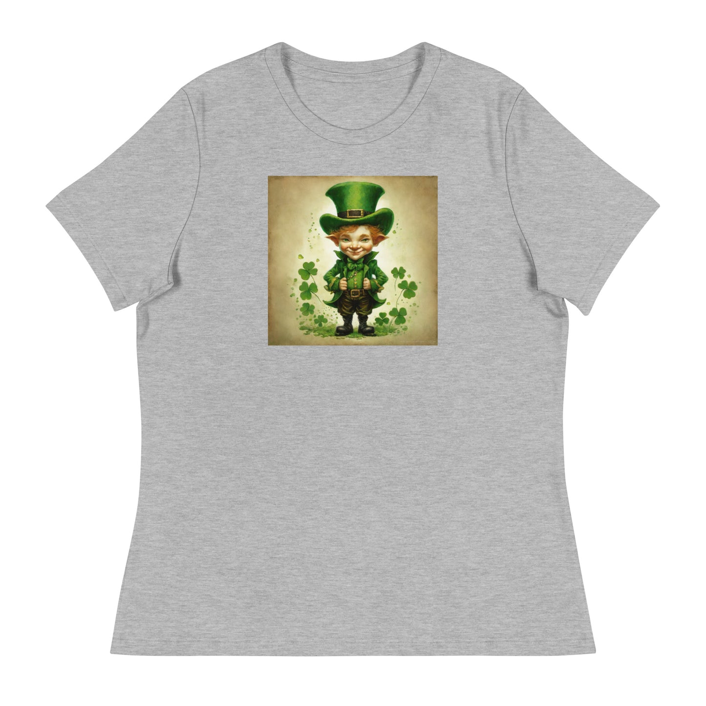 Cute Leprechaun Women's St Patrick's Day T-Shirt Athletic Heather