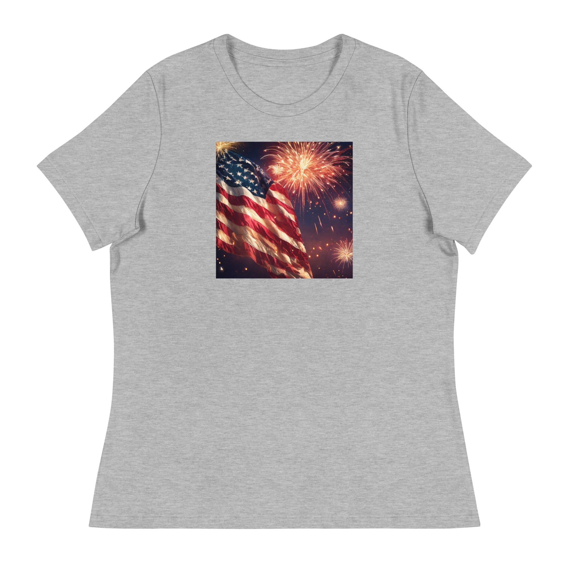 American Flag Women's 4th of July T-Shirt Athletic Heather