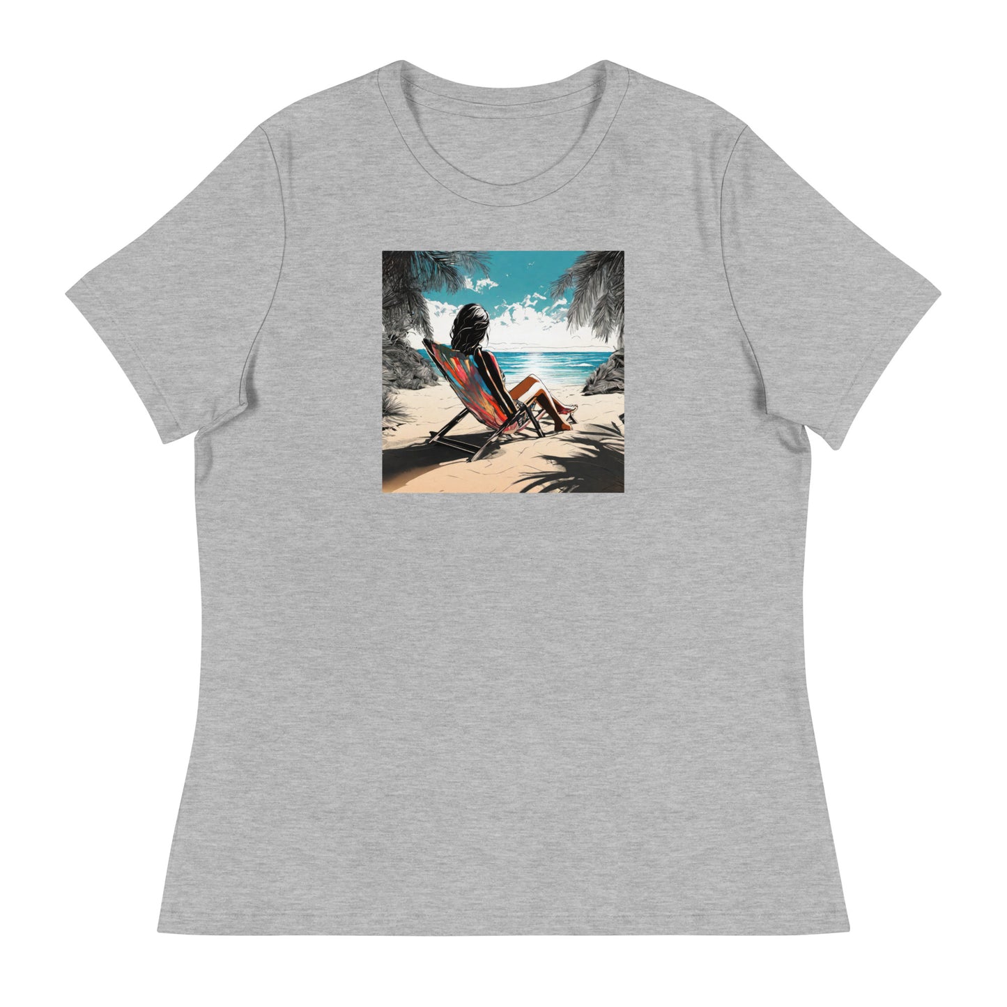 Relaxing on the Beach Women's Summer T-Shirt Athletic Heather