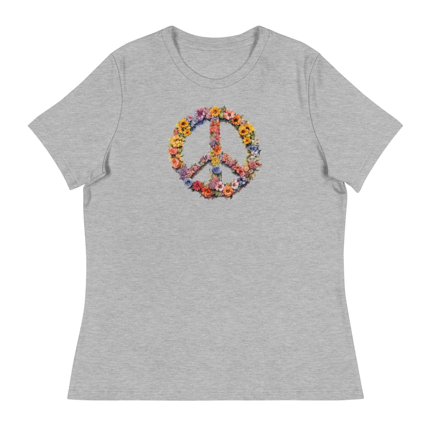 Flower Peace Sign Women's T-Shirt Athletic Heather